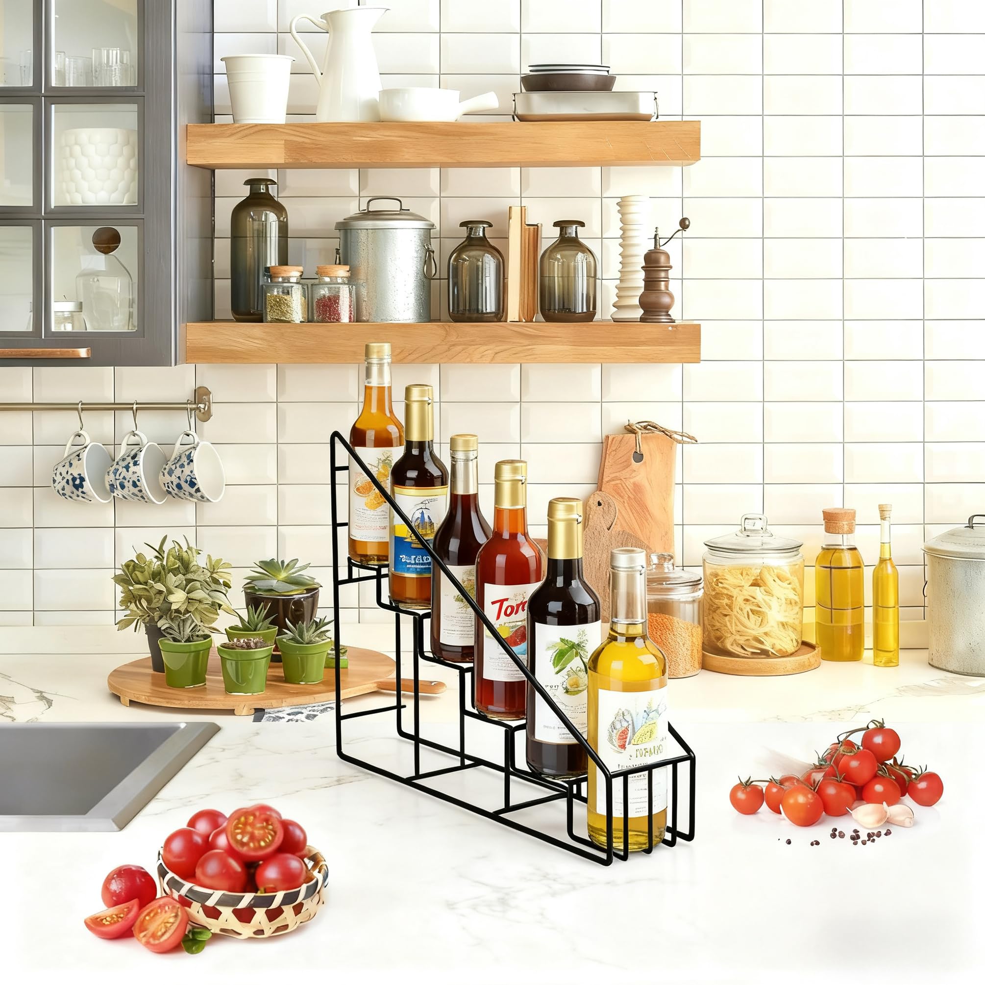 Snapklik.com : Coffee Syrup Bottle Rack Wire Rack Bottle Glorifier ...