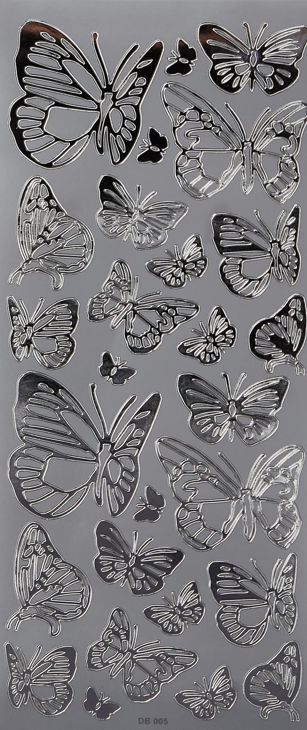 Anitas Outline Stickers, Butterfly, Silver, For Scrapbooking, Card Making, Kids Play, Homework, Art, Craft, Embelish, Decorative, Paper, Card, Glass, Metal, Plastic, Foam
