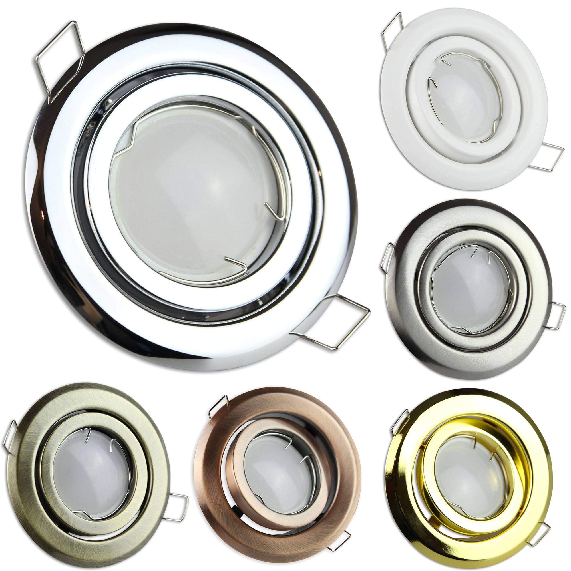 6x LED Einbaustrahler Set gold rund 7 Watt warmweiß GU10 230V - Einbauleuchte schwenkbar 80-85mm Bohrloch - Deckeneinbaustrahler Deckenspot Deckeneinbauleuchte Einbauleuchte Einbau-Spot