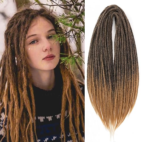 Miniatura 7 de Leeven Extensiones de rastas de 40 hebras de 24 pulgadas, negro a gris, un solo extremo de 0.2 in de ancho, hechas a mano, rastas, cabello sintético