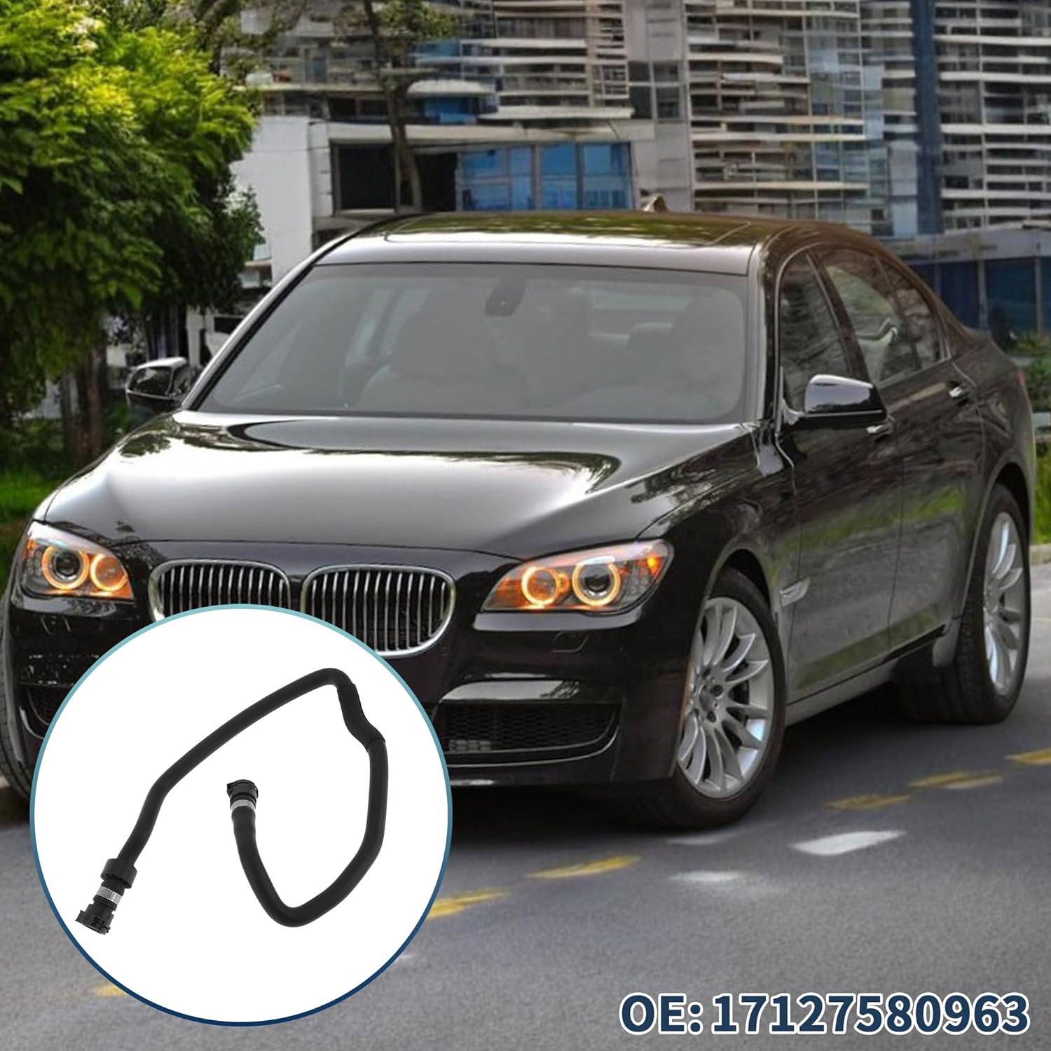 Radiator Hose Engine Coolant Water Hose No.17127580963 for BMW 640i 2012-2017 for BMW 740i 2011-2014 Rubber Black Good Sealing