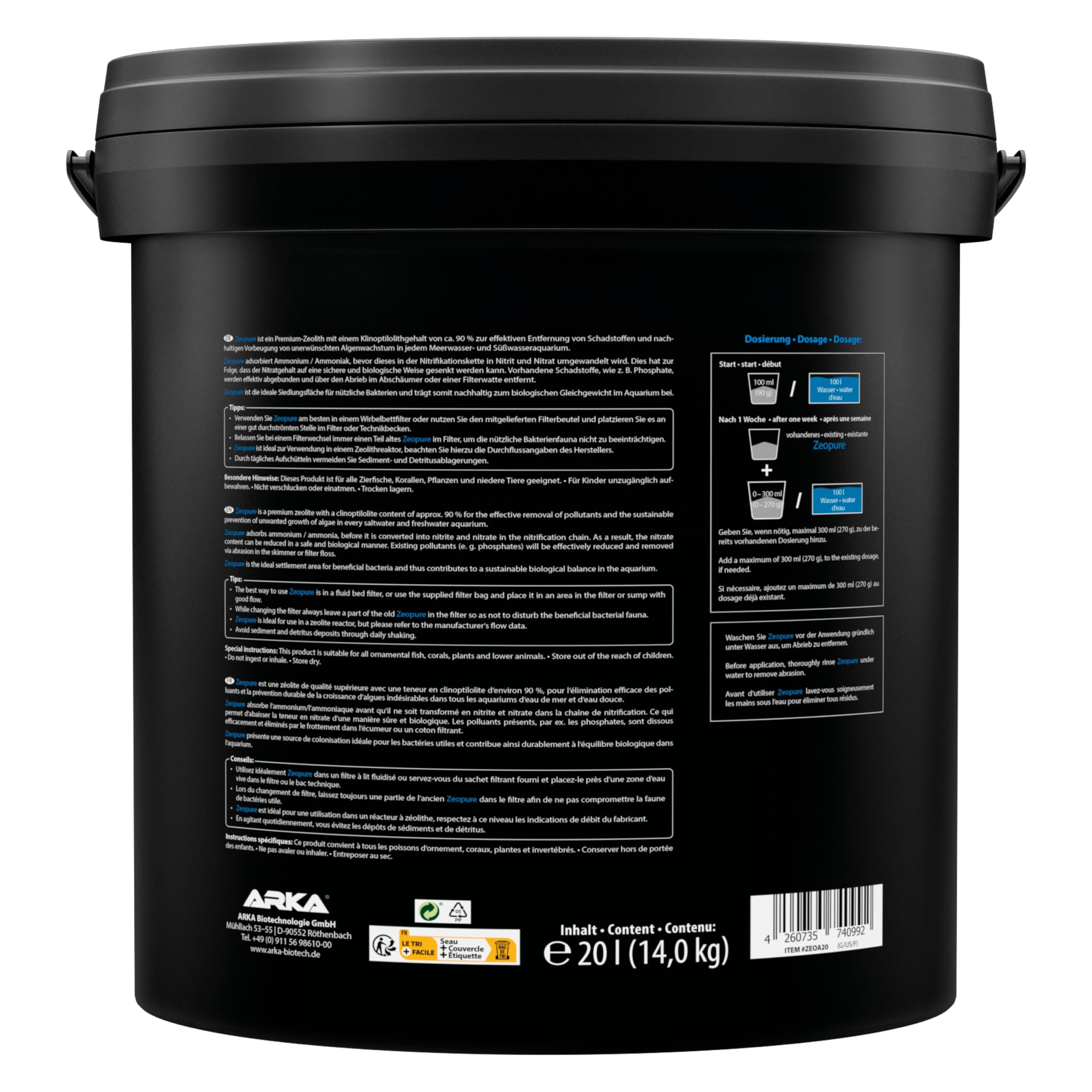 Zéolithe pour Aquarium 14 kg - Zeopure Granulés Filtrants | substrat filtrant 5-9 mm, sac inclus, limite algues, fixe ammonium, phosphates et nitrates, eau claire, eau douce, eau de mer