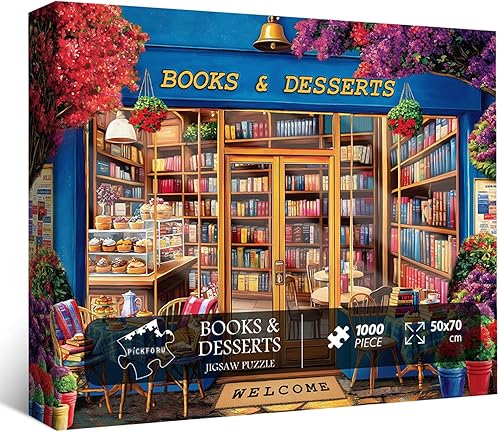 Miniatura 9 de PICKFORU Rompecabezas de libros para adultos de 1000 piezas, rompecabezas vintage de biblioteca de biblioteca, rompecabezas de 1000 piezas de gato,