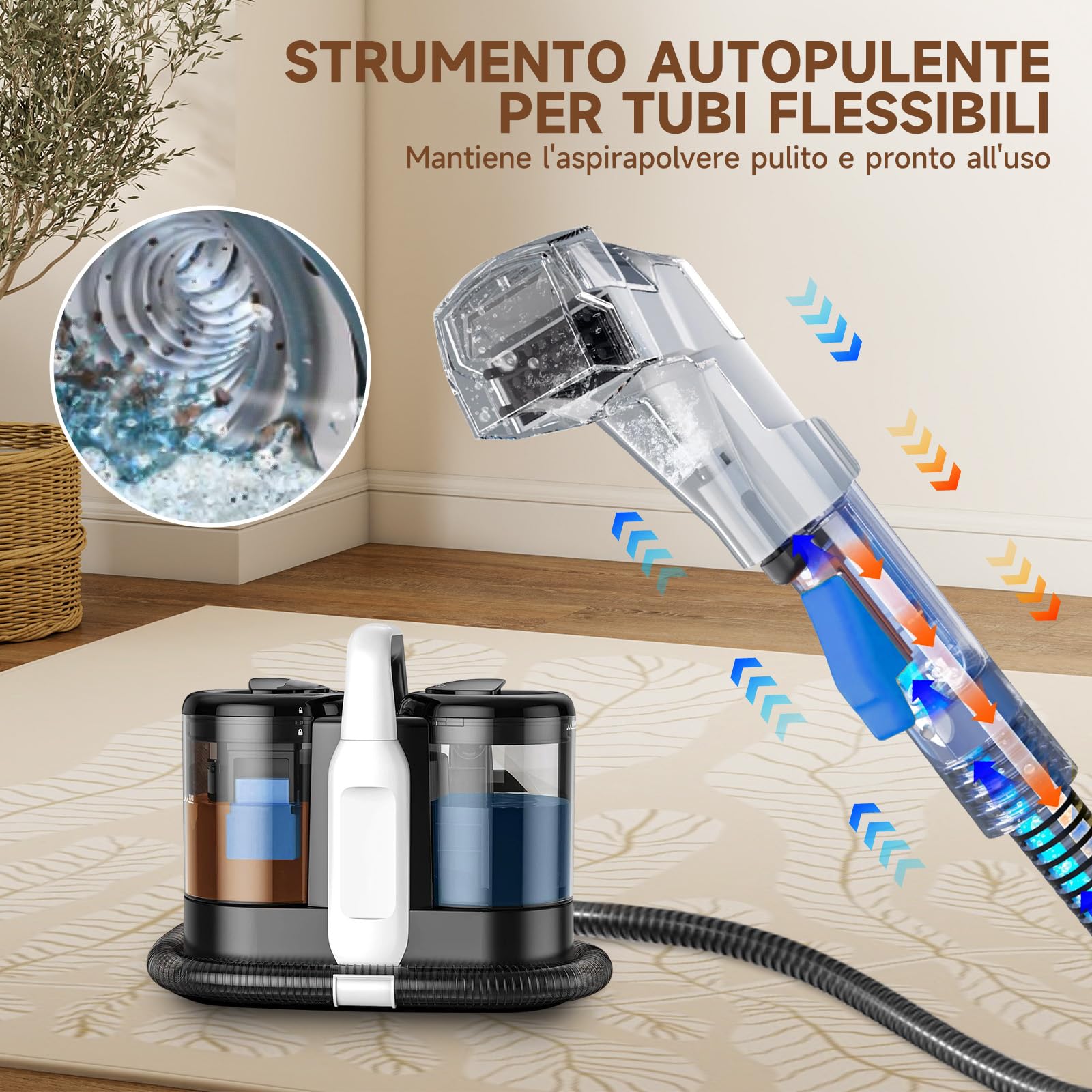 Lavatappeti Aspirapolvere Tessuti Divani, 17Kpa Pro Power | Pulitore per tappeti con aspirapolvere e detergente | Aspirapolvere per liquidi da 600 W per tappeti, divani, tappezzeria, scale