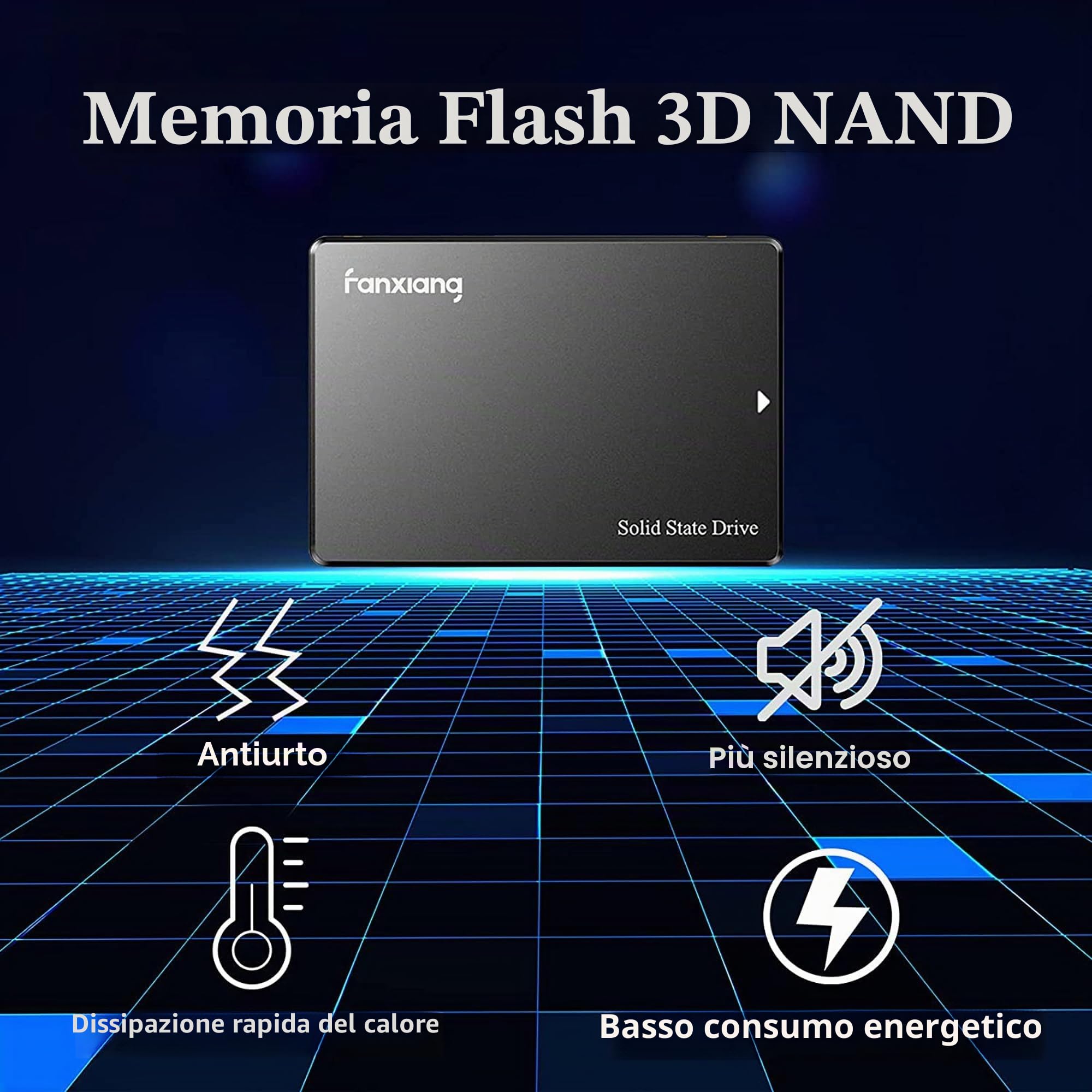 Fanxiang S101 256GB SSD SATA III 2.5" Unità a Stato Solido Interna, Lettura 520MB/s, Nero