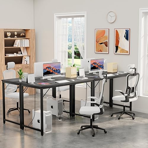 Miniatura 2 de Escritorio para computadora de 47 pulgadas con tomas de corriente mágicas, escritorio de oficina moderno con puertos de carga USB, escritorio de