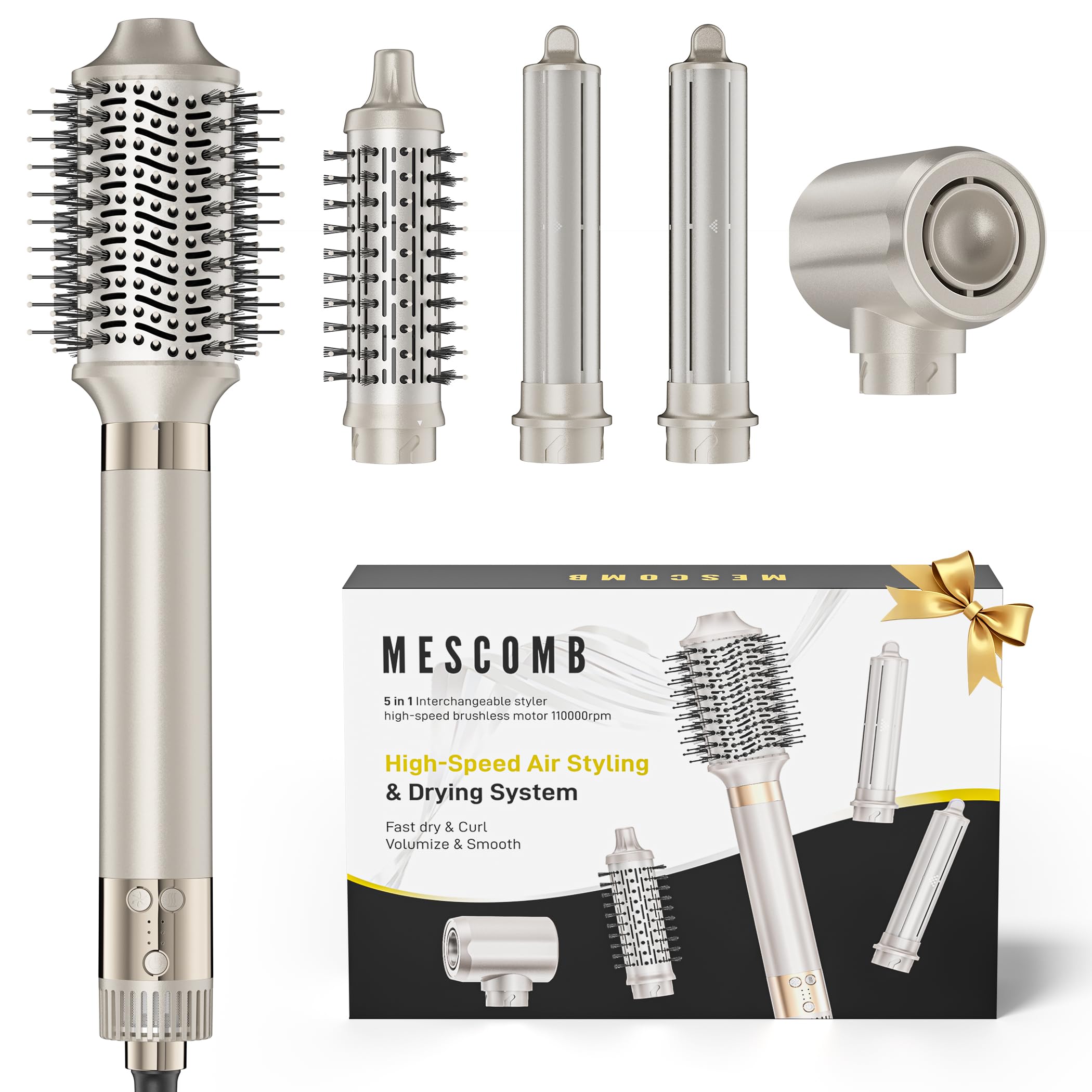 MESCOMB 5 IN 1 ヘアドライヤーブラシ Amazon.com : MESCOMB 5-in-1 Hot Air Styler Kit – 110,000 RPM Fast