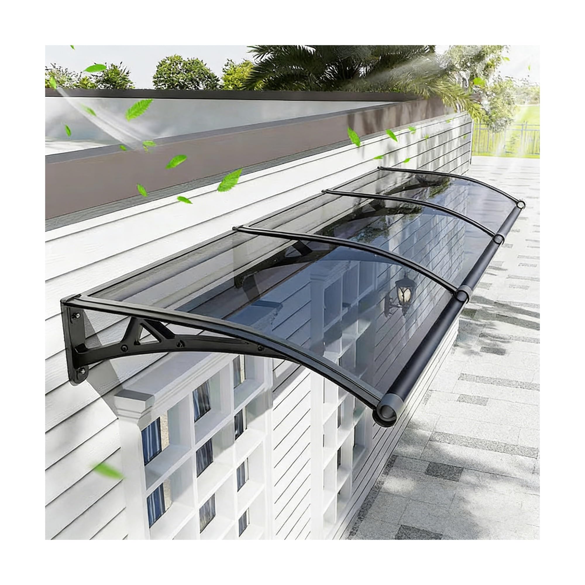 Auvent d'extérieur en aluminium de 100x240 cm pour la protection de vos portes et fenêtres