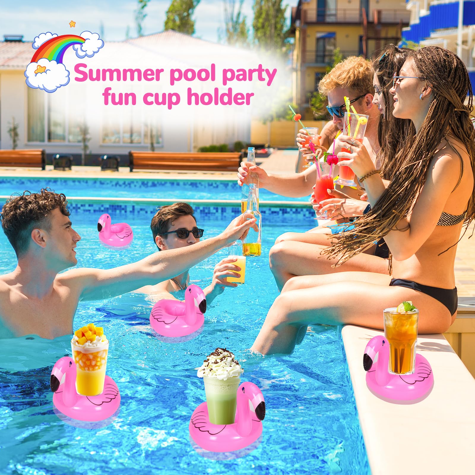 Porte-gobelets Gonflables Pour Piscine - 11 Formes Fun (flamant, Licorne, Ananas...) - PVC, Réutilisables