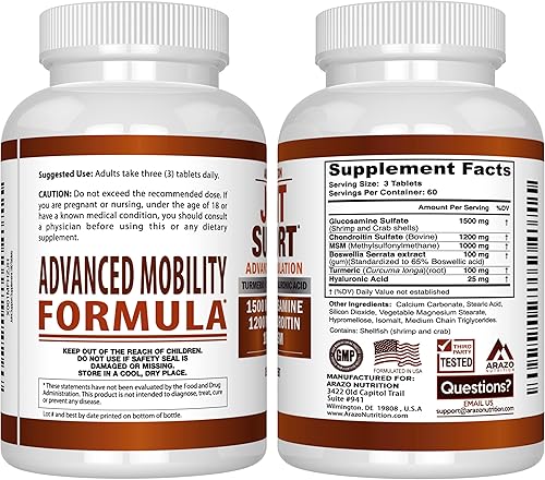 Miniatura 2 de Glucosamina Condroitina MSM Boswellia Cúrcuma Suplemento para alivio articulaciones 180 comprimidos BioScience Nutrition