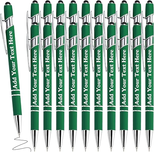 Miniatura 73 de Bolígrafos personalizados a granel grabados personalizados con punta de lápiz capacitivo, bolígrafos personalizados de tinta negra, regalos