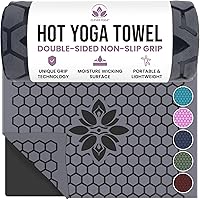 CleverYoga Hot Yoga Mat Towel: Sweat-Activated Honeycomb Silicone Grip, Ultra Absorbent, Stays Flat - Non-Slip for Hot Yoga, Pilates & Travel (Gray)