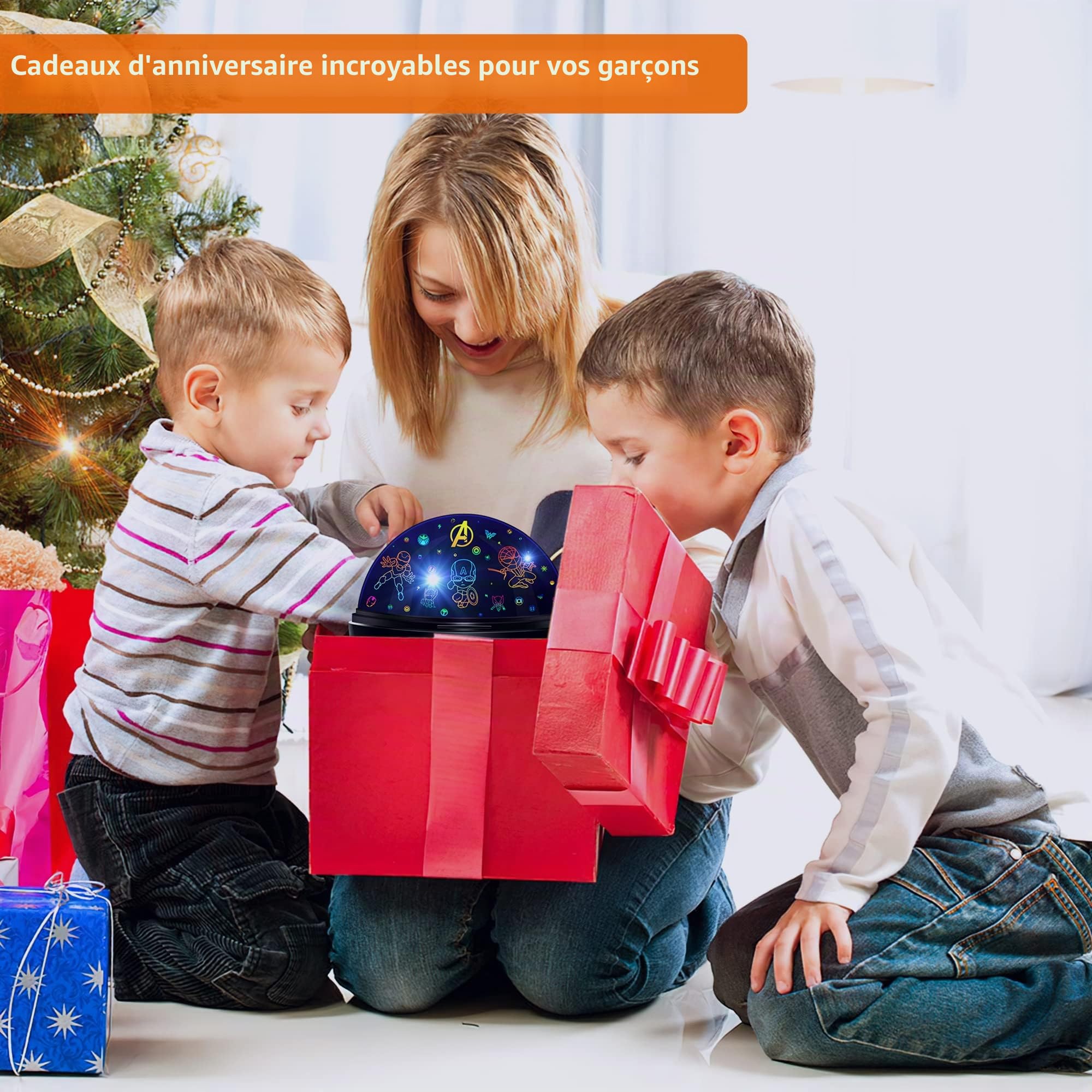 MOKOQI Projecteur de lumière Avengers - Veilleuse pour enfants 5-7 ans, minuterie, rotation 360°