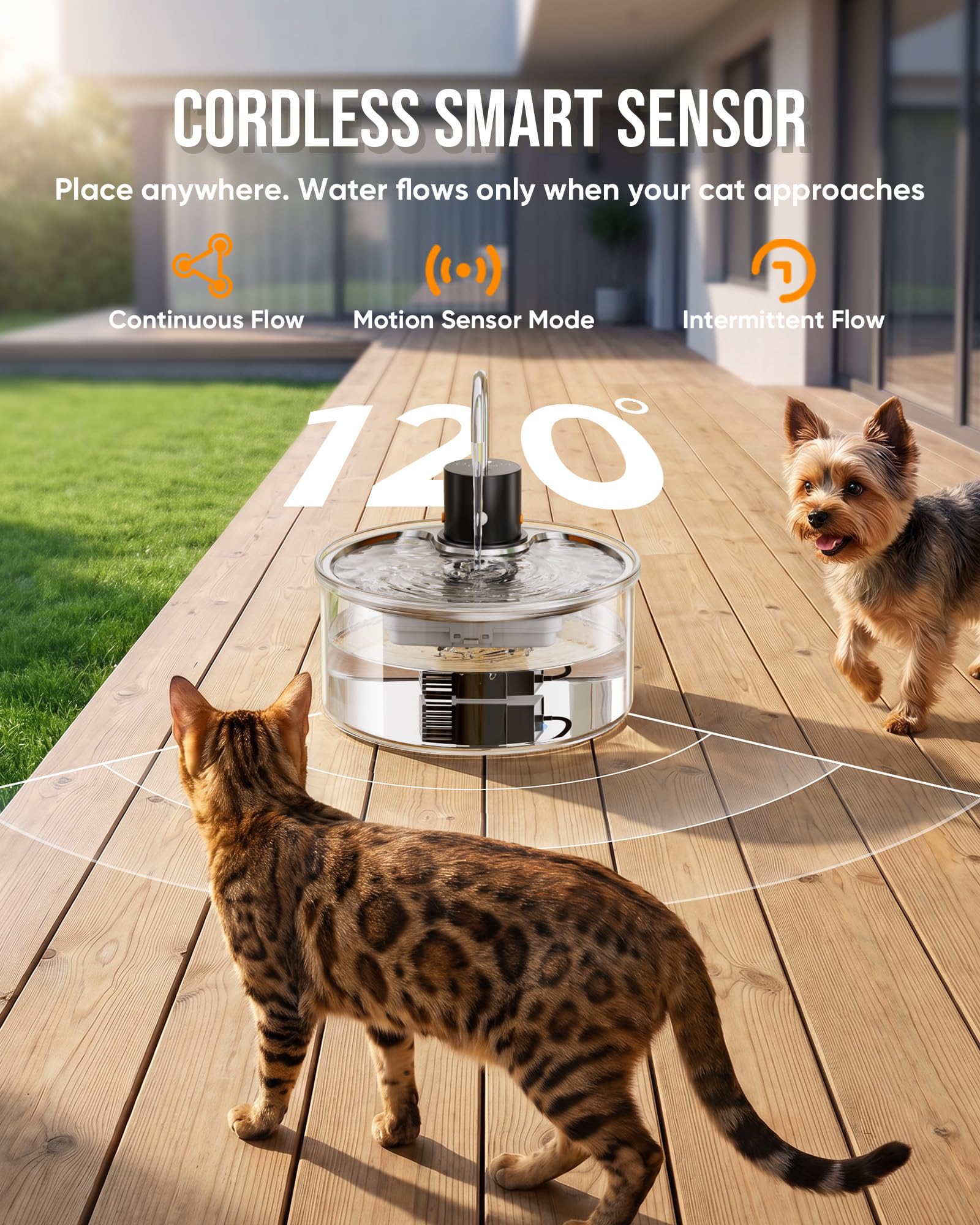 Fuente de agua inalámbrica para gatos – 3,2 L, fuente automática para gatos, funciona con pilas, dispensador de agua recargable para gatos, cachorros, múltiples mascotas