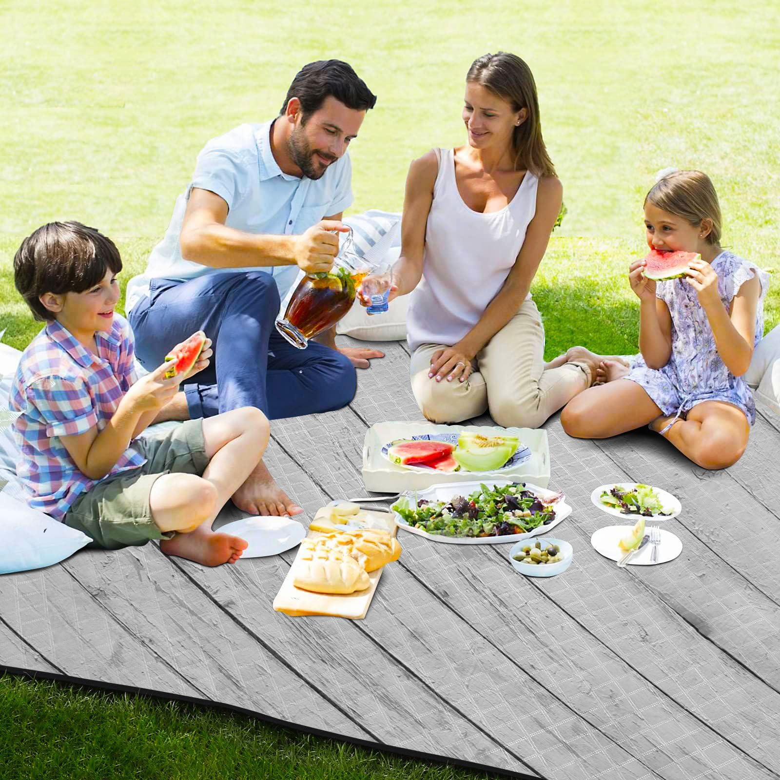 Manta impermeable plegable de grano de madera blanca, resistente al agua, manta impermeable para adultos, parejas, regalo Sabana para picnic