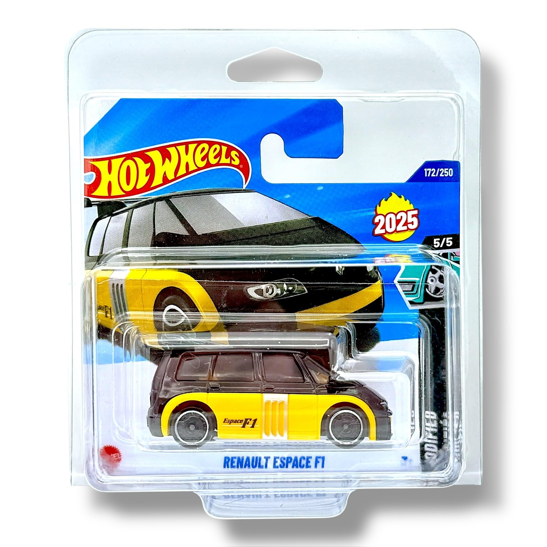 Hot Wheels Renault Espace F1 (Black & Yellow) 5/5 Modified - 2025-172/250 (Short Card) - includes a KLAS Car Keeper Protector Case - JBB76