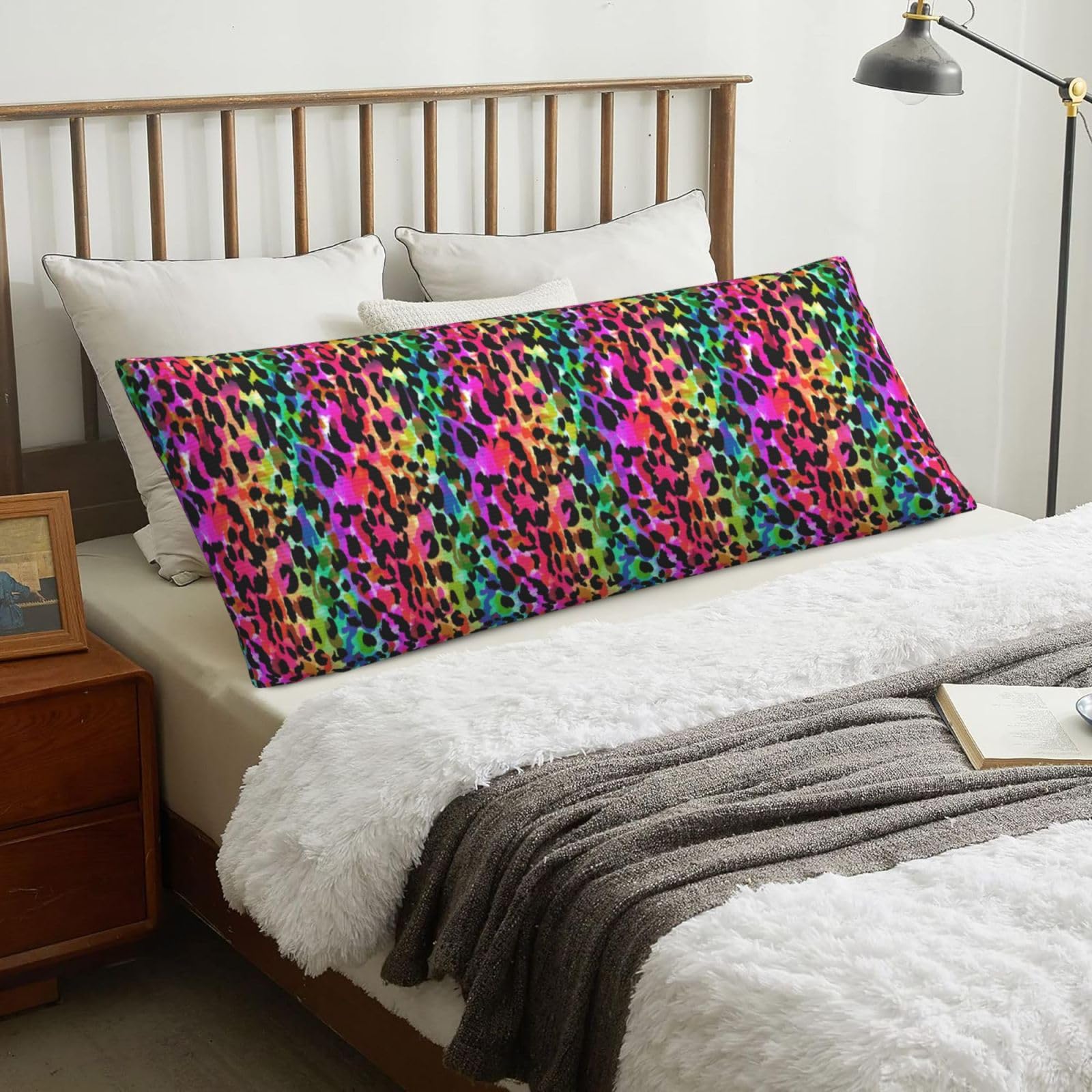 Bright Animals Watercolor, Body Pillow Cover with Zipper,Long Body Pillowcase 20 x 60 in
