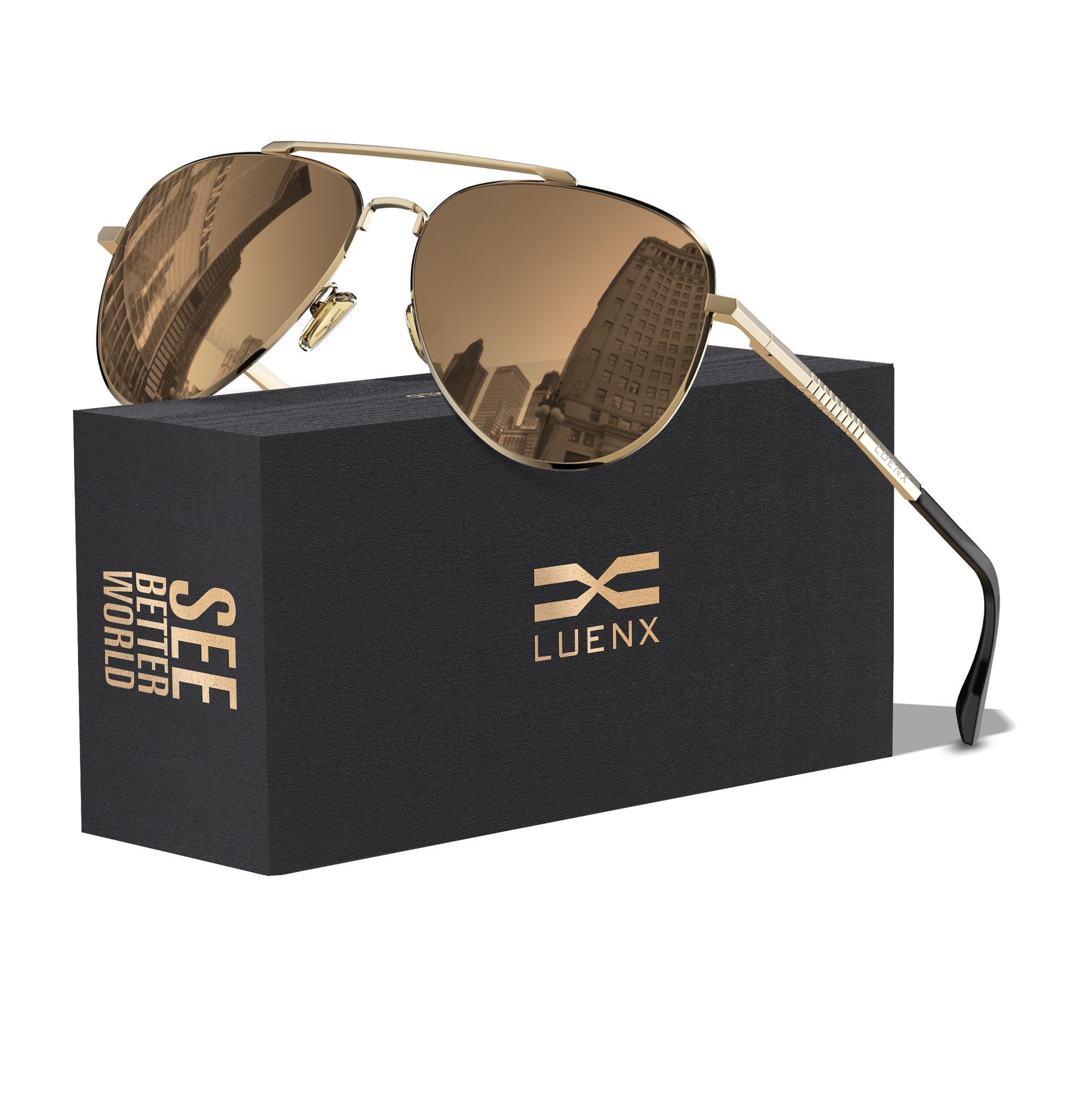 Aviator Sunglasses for Men Women Polarized Driving Classic Shades - UV 400 Protection with Accessories