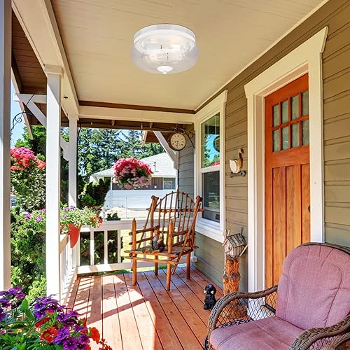 Miniatura 7 de Lámparas de techo Darkaway para montaje empotrado, lámpara de techo interior y exterior con pantalla de vidrio semillado para pasillo, cocina,