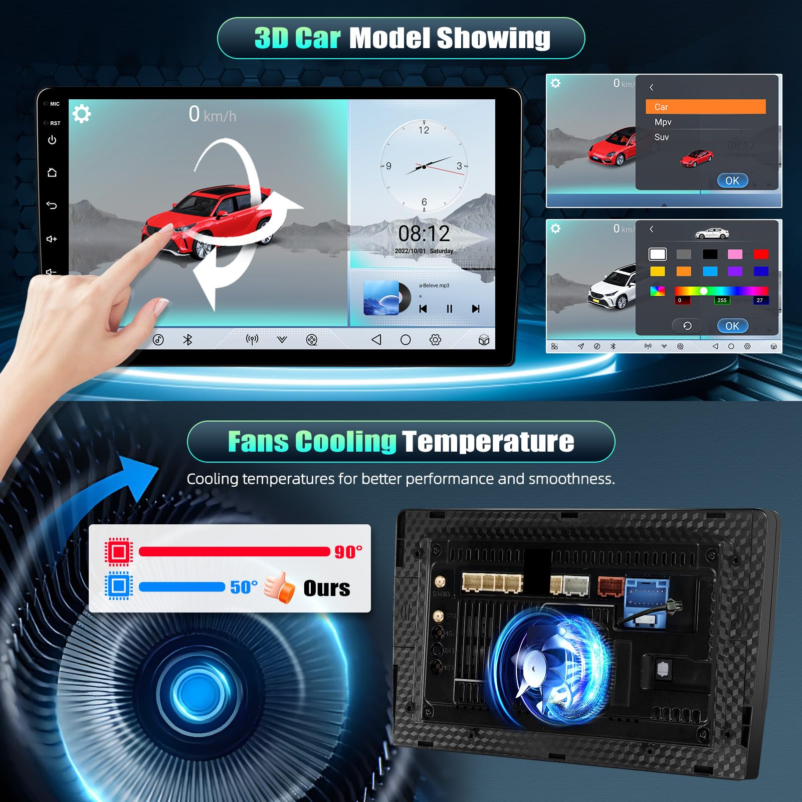 CAMECHO Radio samochodowe 4 + 64 G 8-rdzeniowe Android 15 Navi do Suzuki Splash Ritz Opel Agila 2004-2014, 9-calowe radio Qualcomm z bezprzewodowym Carplay Android Auto WiFi GPS FM/RDS DSP Bluetooth +