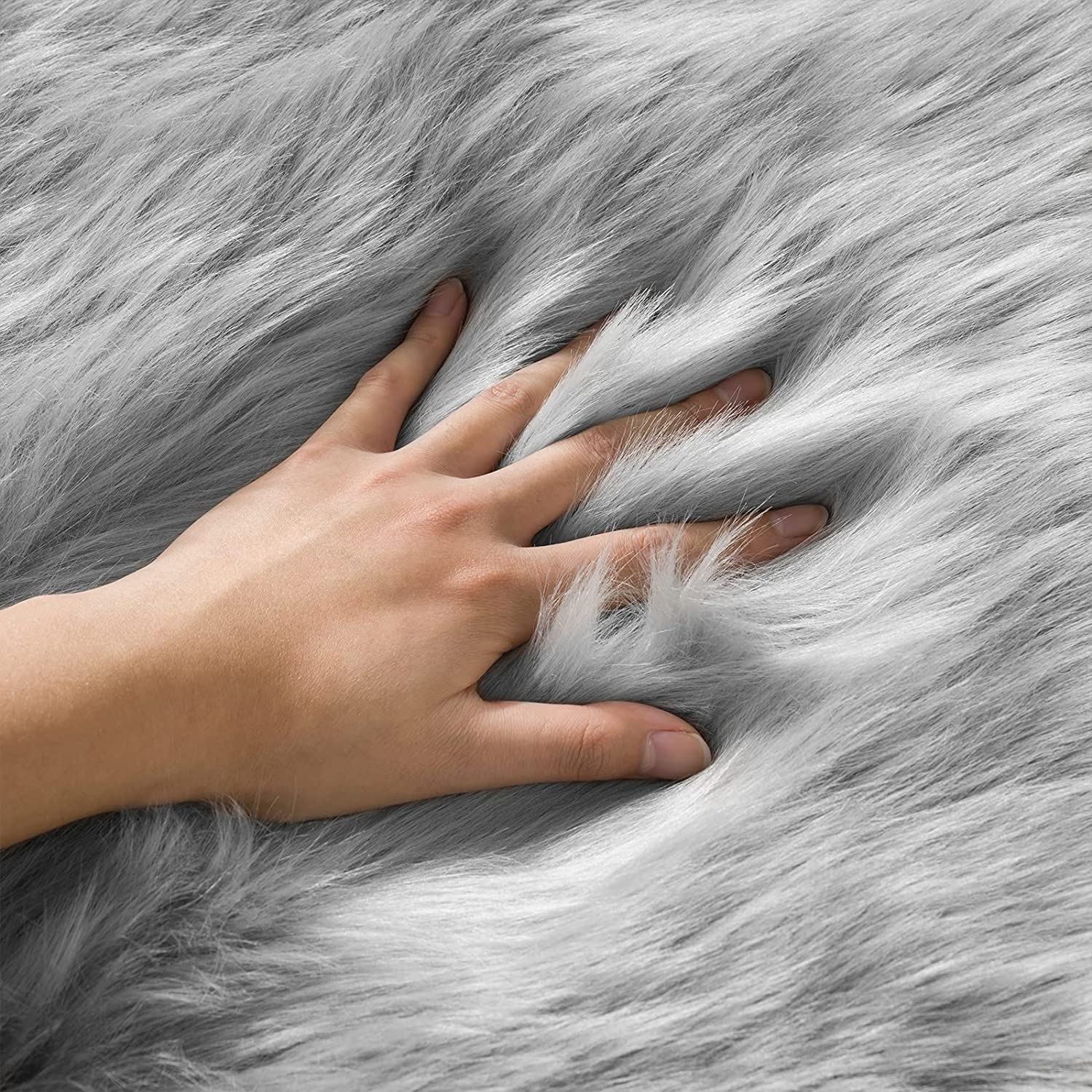 Cumay Faux Lammfell Teppich 60x90 Cm - Graues Kunstfell Für Wohnzimmer