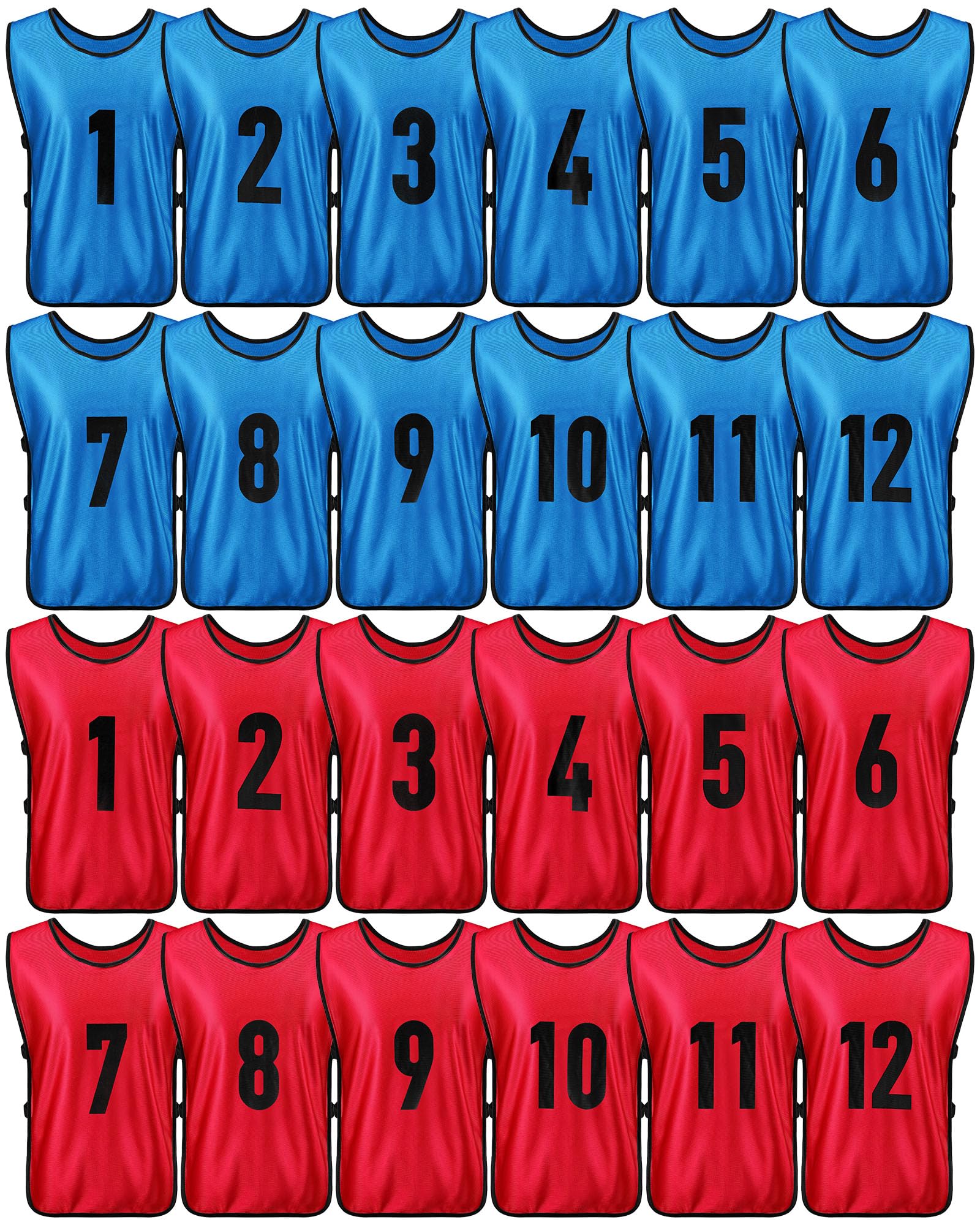 Yahenda 24 Pcs Soccer Pinnies Numbered Vests Adult