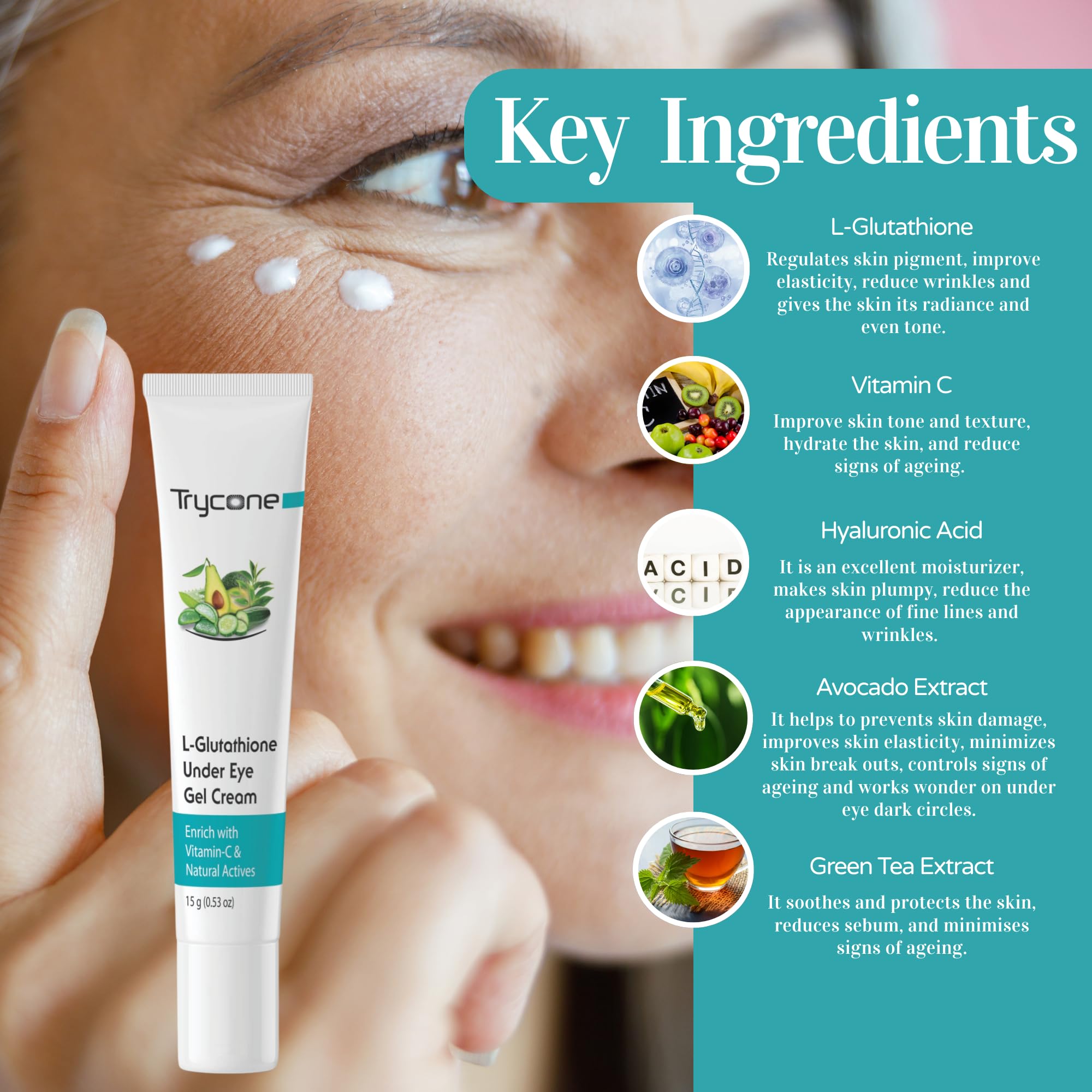 glutathione gel side effects Trycone L-Glutathione & Vitamin C Under Eye Cream Gel for Dark Circles, Puffiness, Wrinkles & Skin Brightening – Natural Actives, 15 gm – Unisex, No Side Effects. : Buy Online at Best glutathione gel side effects Trycone L-Glutathione & Vitamin C Under Eye Cream Gel for Dark Circles, Puffiness, Wrinkles & Skin Brightening – Natural Actives, 15 gm – Unisex, No Side Effects. : Buy Online at Best