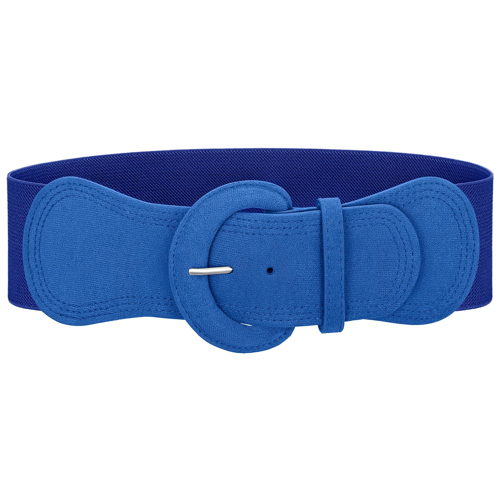 JASGOOD Women Wide Stretchy Waist Belt for Dress Vintage Suede Elastic Belt with Chunky Buckle