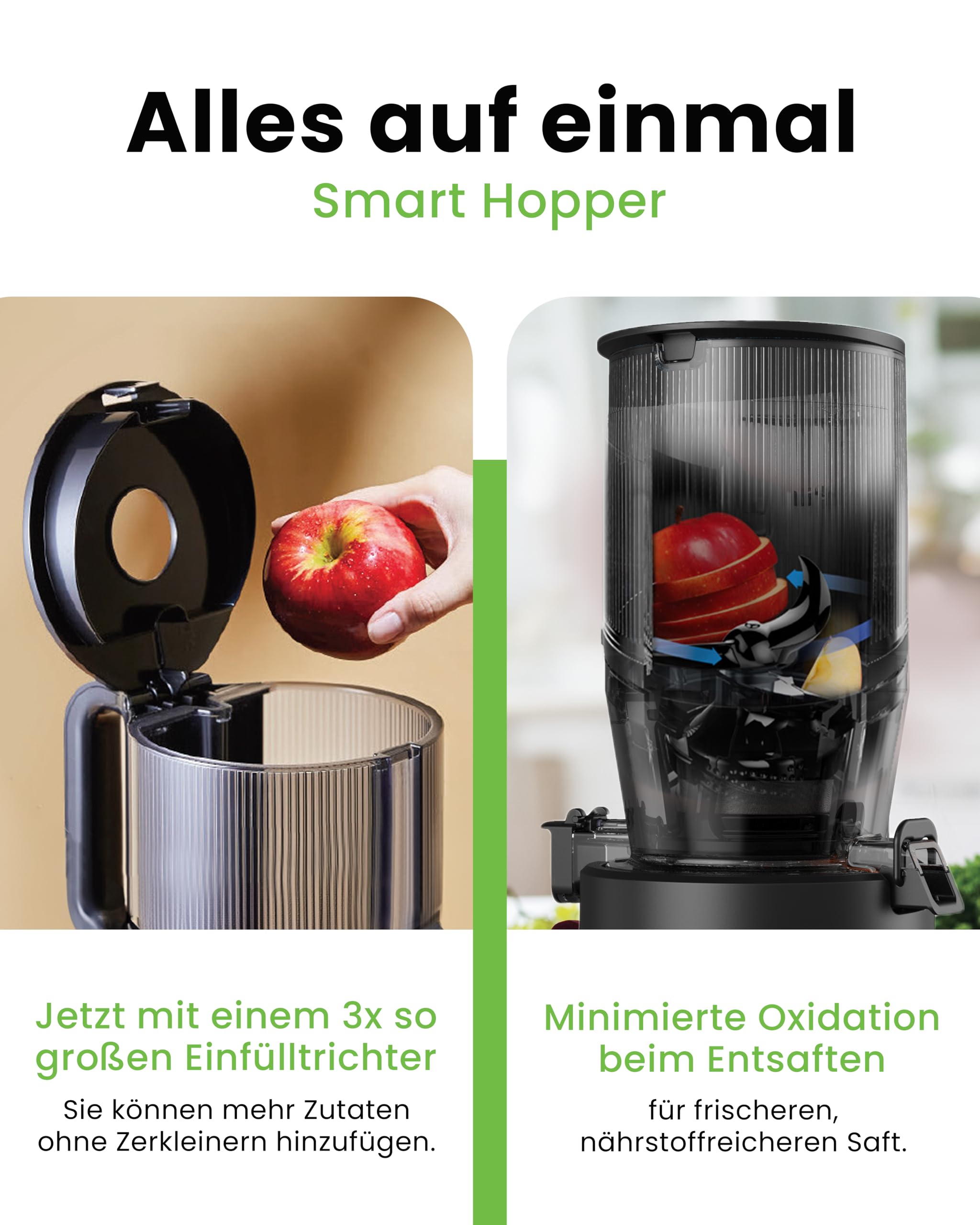 Hurom Slow Juicer | Entsafter Gemüse und Obst | H320N | Elektrische Kaltpresse | Ruhiger Motor | Leicht zu Reinigen mit Großem Behälter und Siebfilter 2L | 200 Watt | BPA Frei | Schwarz