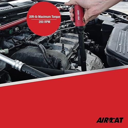 Miniatura 5 de AIRCAT Herramientas neumáticas 808-15-A Trinquete de largo alcance de 15.3 pulgadas, 200 RPM, 35 ft-lbs Par máximo - 38 pulgadas