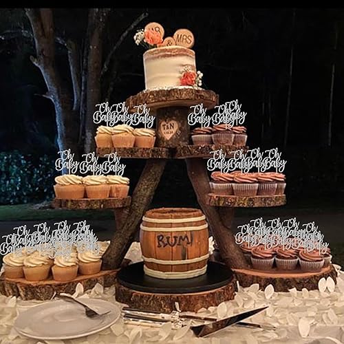 Miniatura 7 de Rsstarxi Paquete de 24 adornos con purpurina para cupcakes de baby shower, decoración de pasteles para celebrar el bautismo del bebé, palillos de