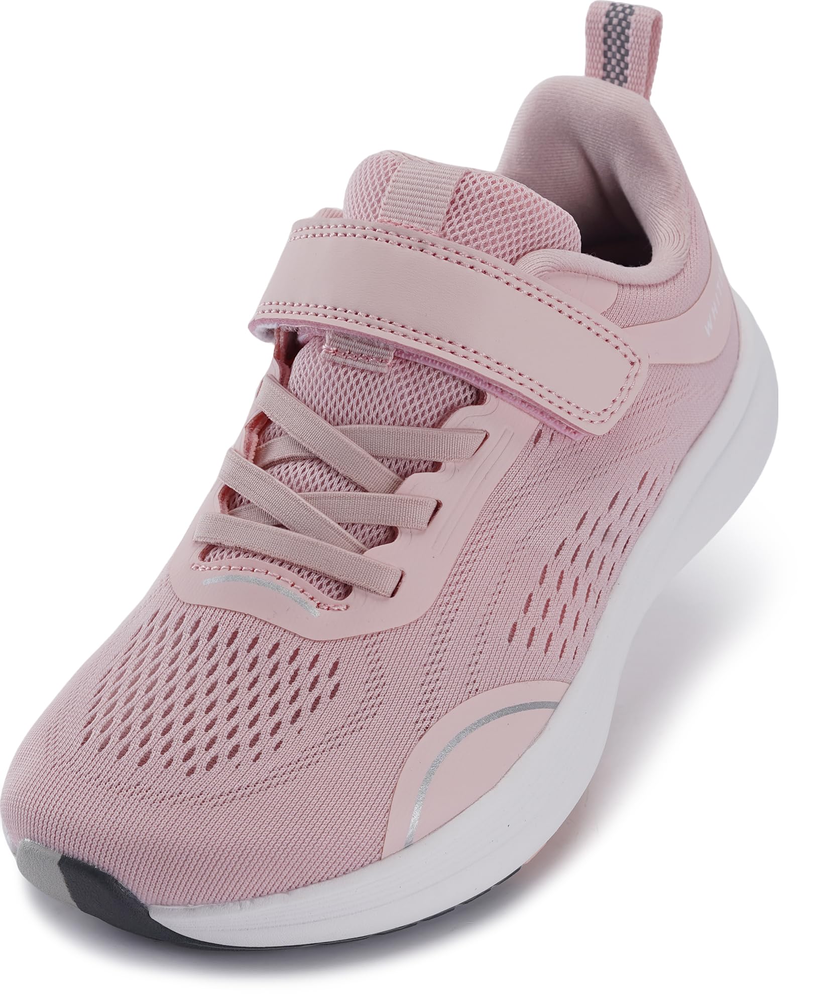 WHITIN Little Big Kids Wide Toe Box Running Shoes Zero Drop Width Sneaker Boys Girls Size 1 Breathable Tennis Mesh Flexible Gym Hiking Pink 32