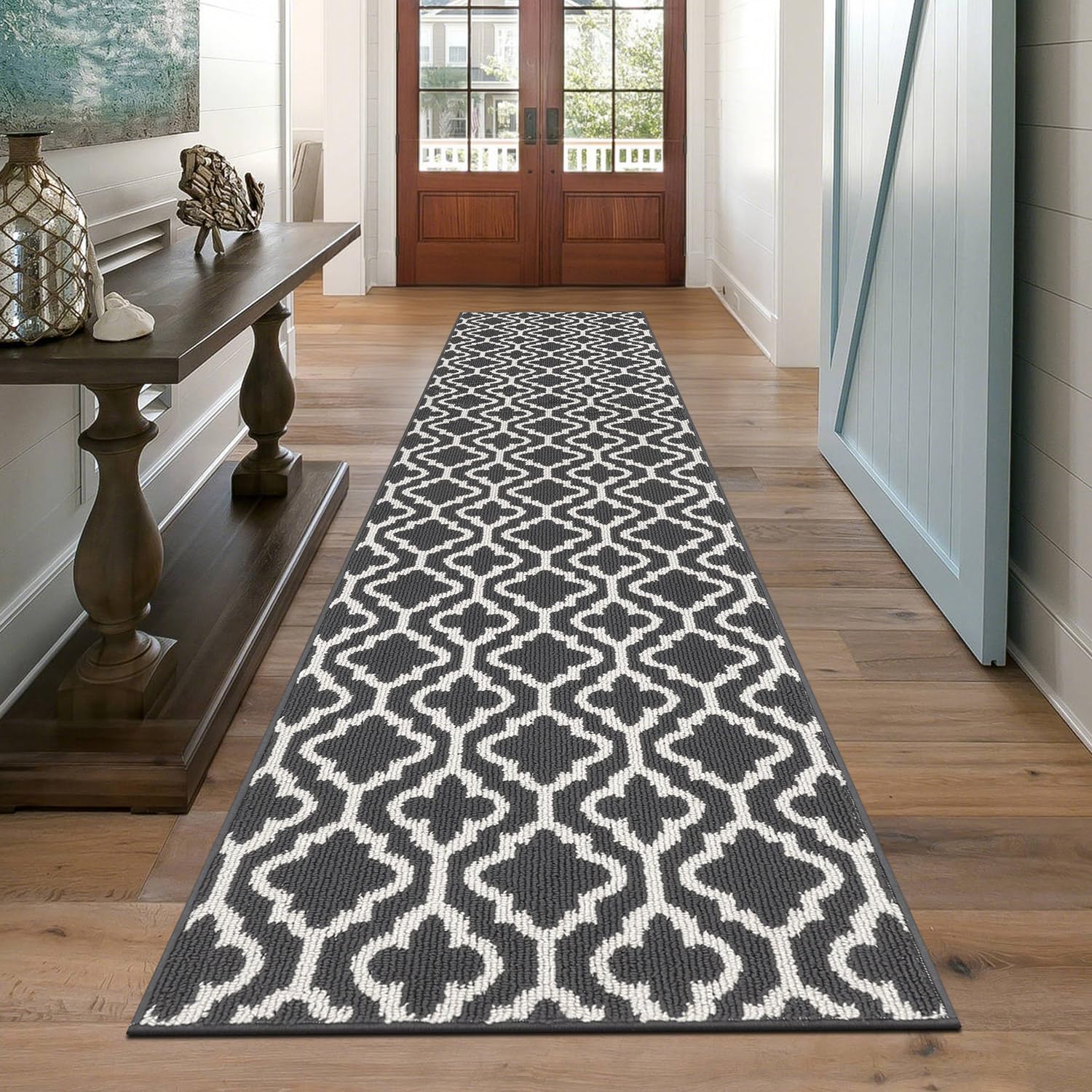SHACOS Extra Long Hallway Runner Rug 66 x 300 cm Dark Grey Non Slip Hall Runners Long Narrow Rug Carpet Runners for Hallway Kitchen Entryway