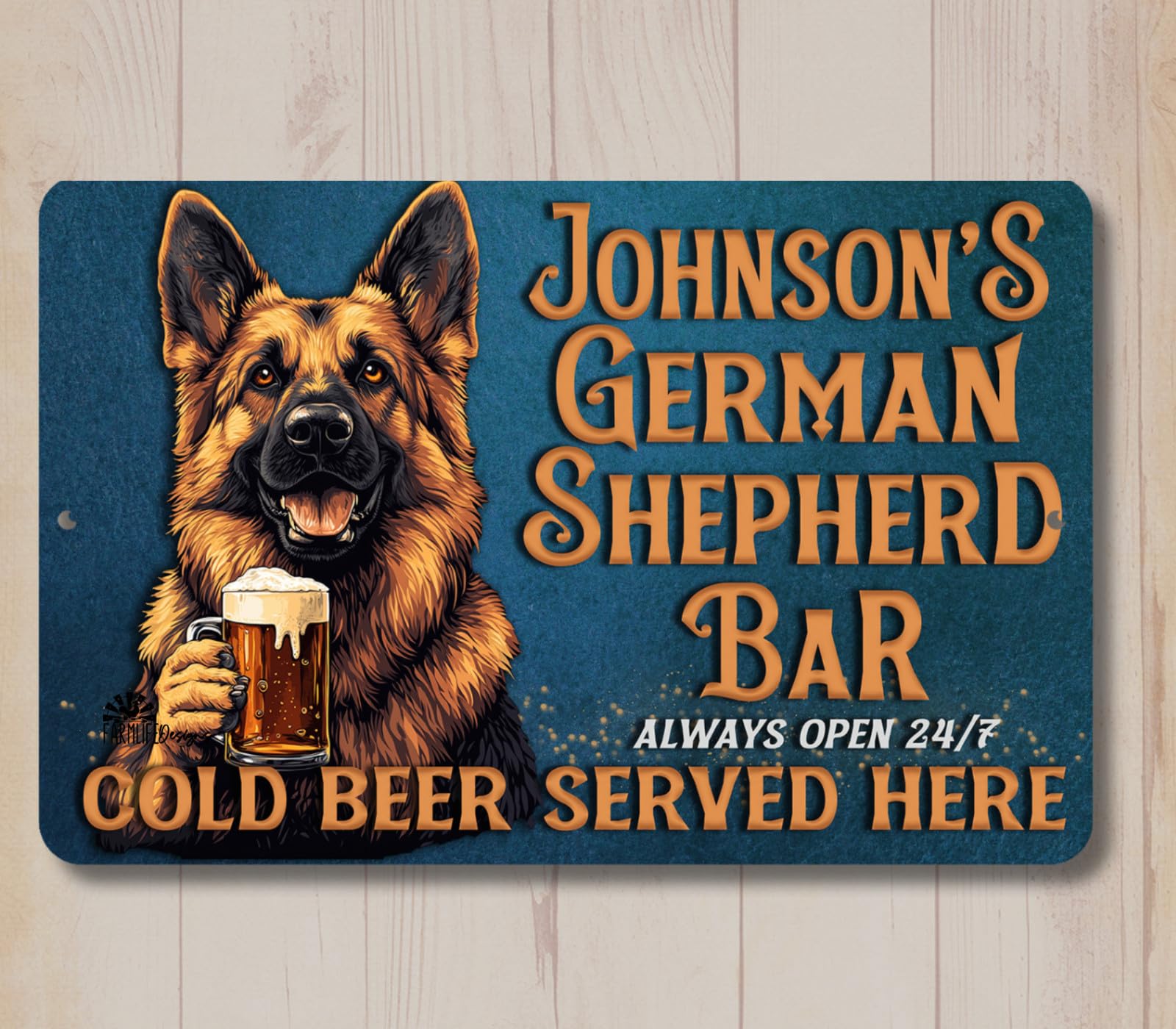 German Shepherd Custom Sign Personalized Bar GSD Man Cave dog metal tin wall art home decor