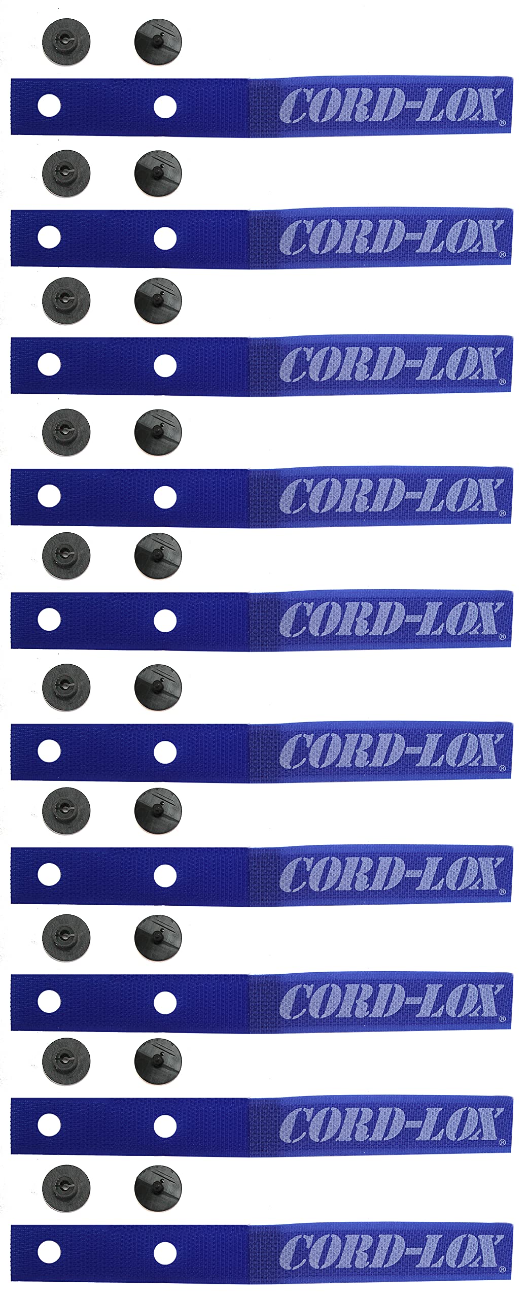 Cord-Lox® - Rivet Series - Hanging Cable Management Strap - 10 Pack - Solution for Musicians, Garage, Home Organization - Made in USA (3/4" x 6" - Blue)