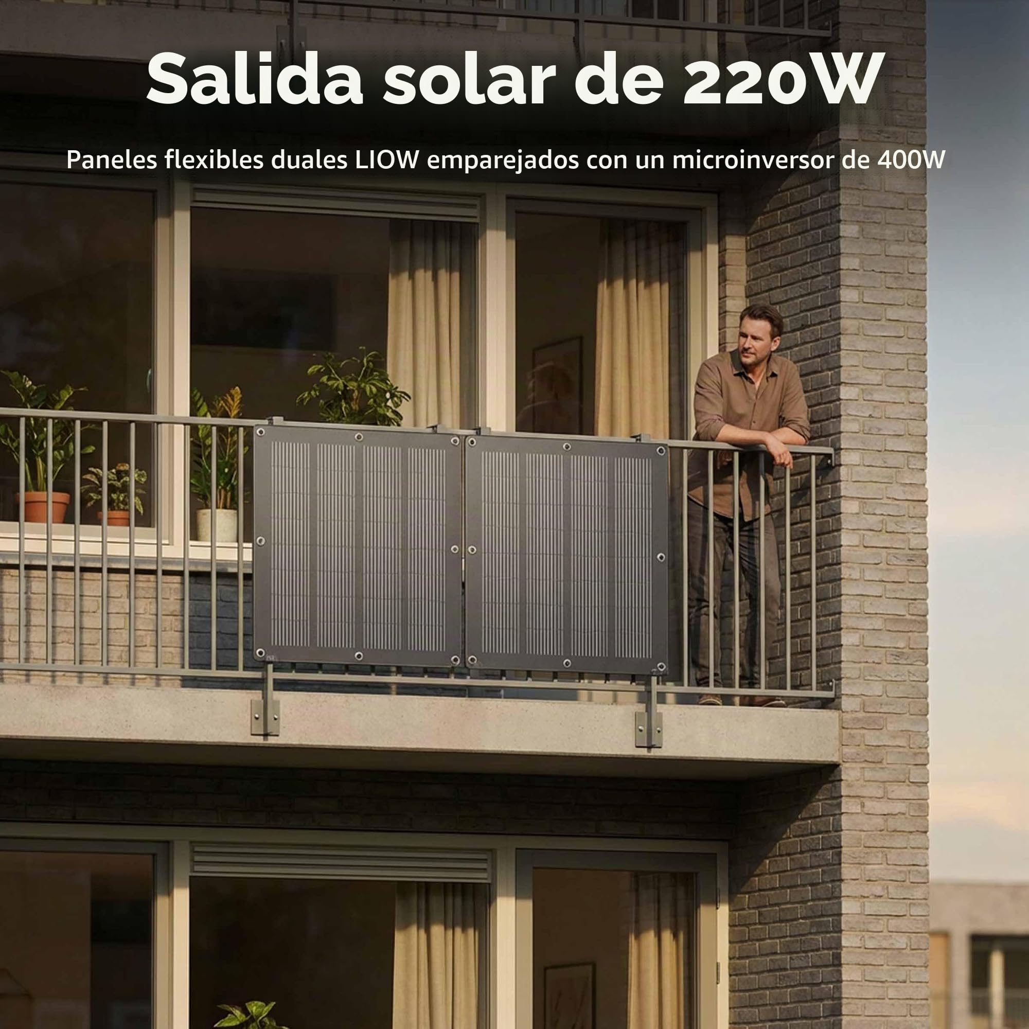 Calex Kit de Paneles Solares Semi-Flexibles 2×110W con Micro-Inversor, Monitorización por App, para Balcón y Uso Móvil