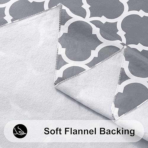 Miniatura 5 de Smiry Mantel de vinilo 100 % impermeable, mantel de parte trasera de franela lavable para mesas rectangulares, funda de mesa de plástico marroquí