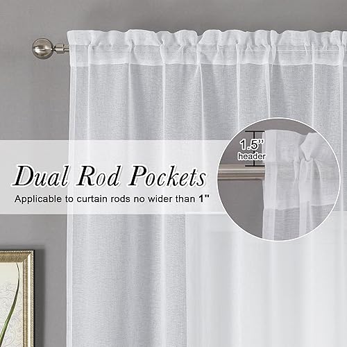 Miniatura 3 de Doris Cenefa de cortina de lino sintético transparente de 14 pulgadas de largo, filtrante de luz, para baño, dormitorio, sala de estar, ventana,