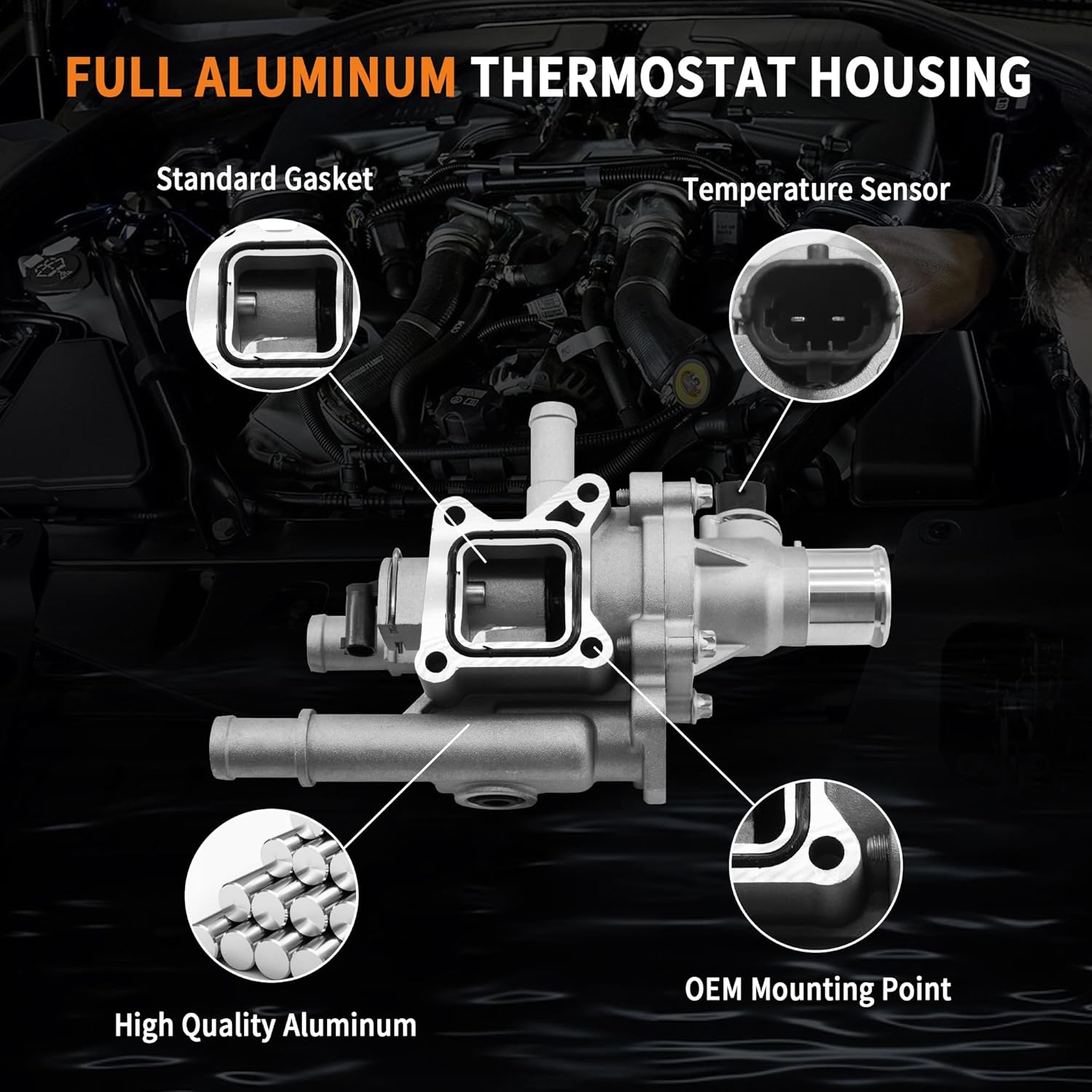 Upgraded Aluminum Thermostat Housing Assembly with Heater Inlet Pipe Compatible with Chevy Cruze 2011-2016, Sonic 2012-2018, Trax 2013-2020, Replace 25192228 55577284 25199824 25192904