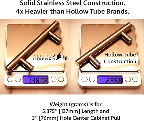 Miniatura 3 de ALPINE HARDWARE  Mango sólido para gabinete, níquel satinado, centro del agujero de 7.50 pulgadas (10 pulgadas de longitud), mangos de barra,