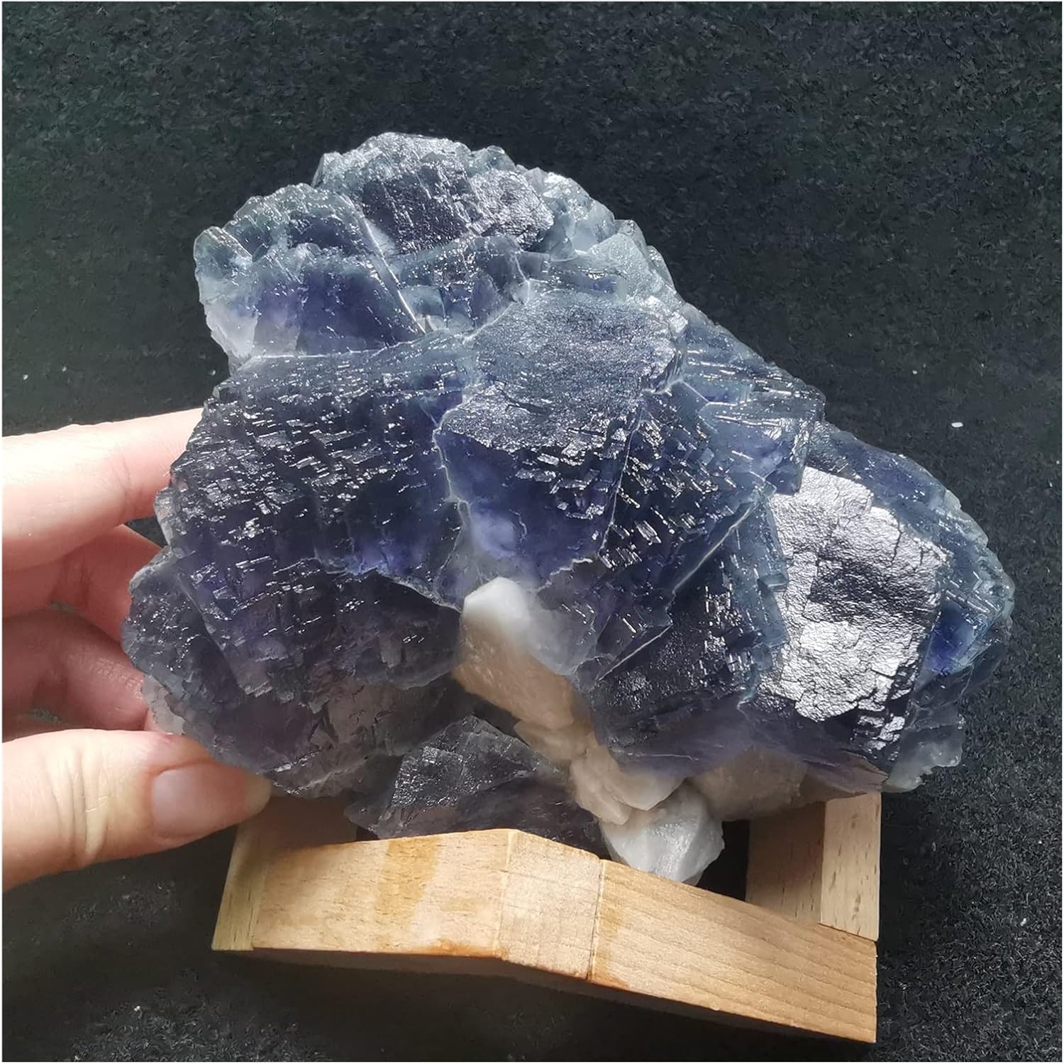FIDEMM Natural Crystal Rough 1109.7gRare Purple Blue Ladder Fluorite and Crystal columnar paragenetic Mineral Specimen Quartz gem Stone Furniture