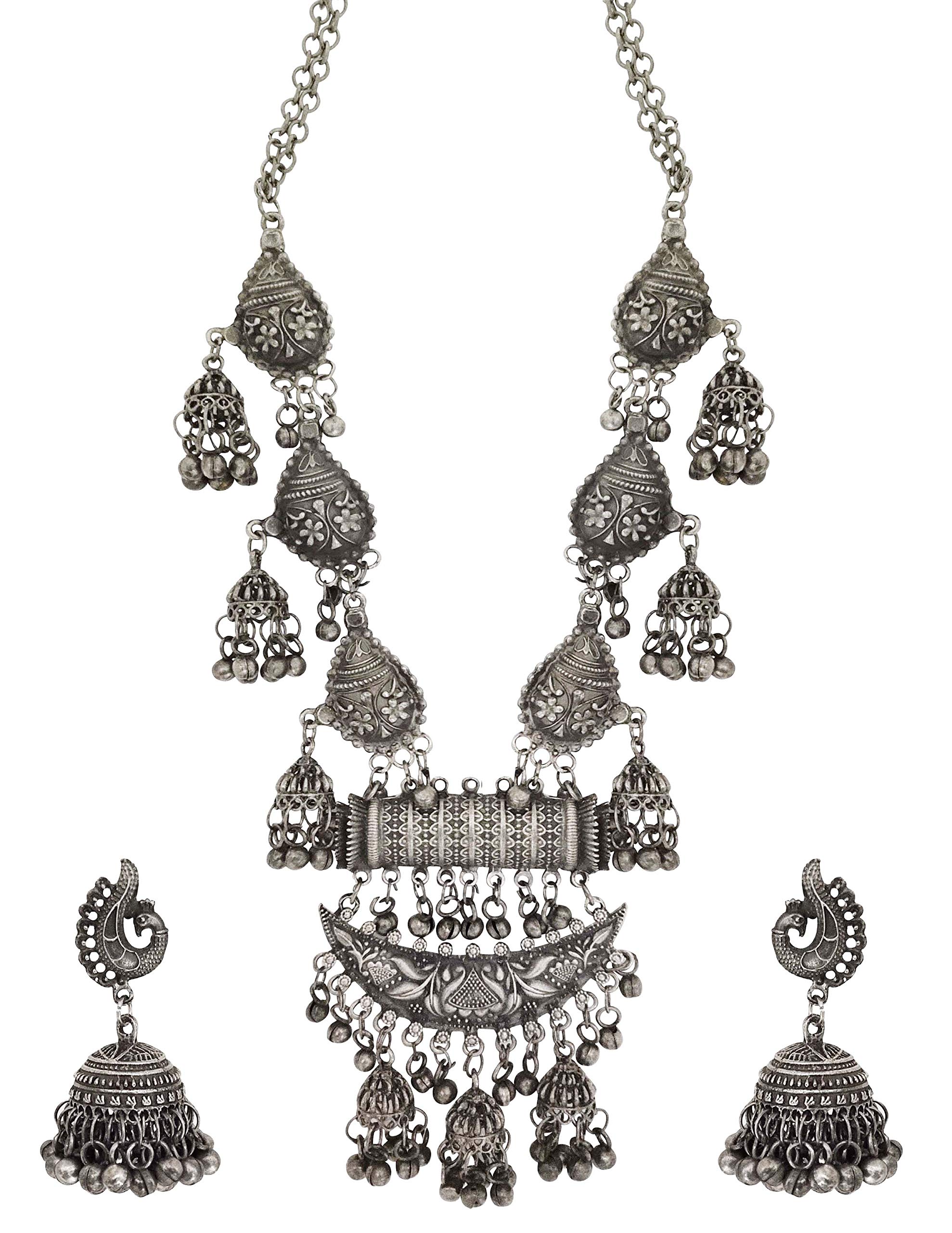 Paninaro Afghani Banjara Style Oxidised Antique Jewellery Charms Long Necklace Set for Women & Girls (B096NP8XP5) Amazon Price History, Amazon Price Tracker