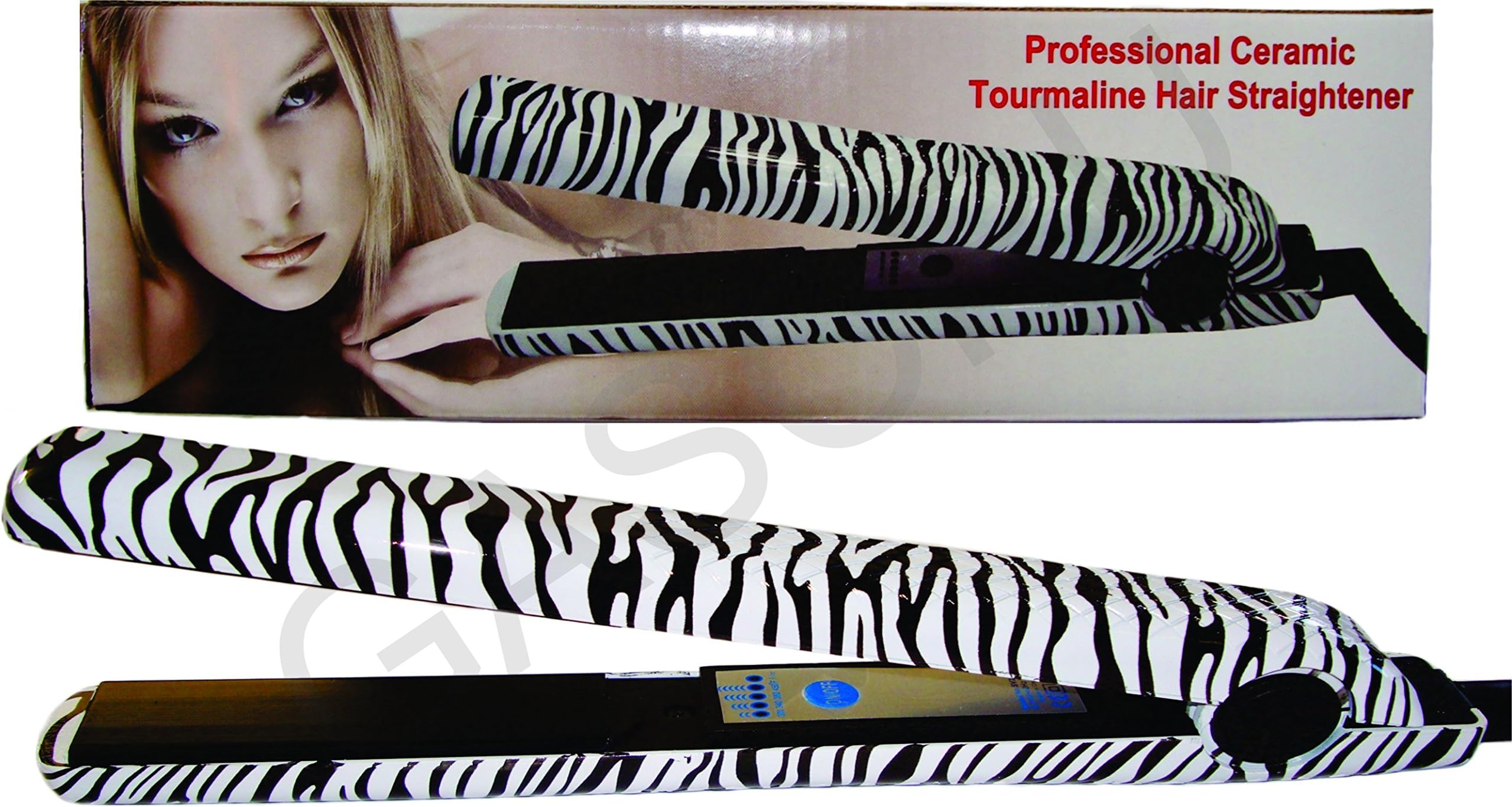 Hair Straightner Iron Zebra Print Ceremic Plates Immediate Heat up Variable Heat Settings