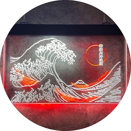 Miniatura 8 de Letrero LED de neón The Great Wave Off Kanagawa, letrero japonés de Katsushika Hokusai clásico, arte de pared para habitación, letreros de luz de