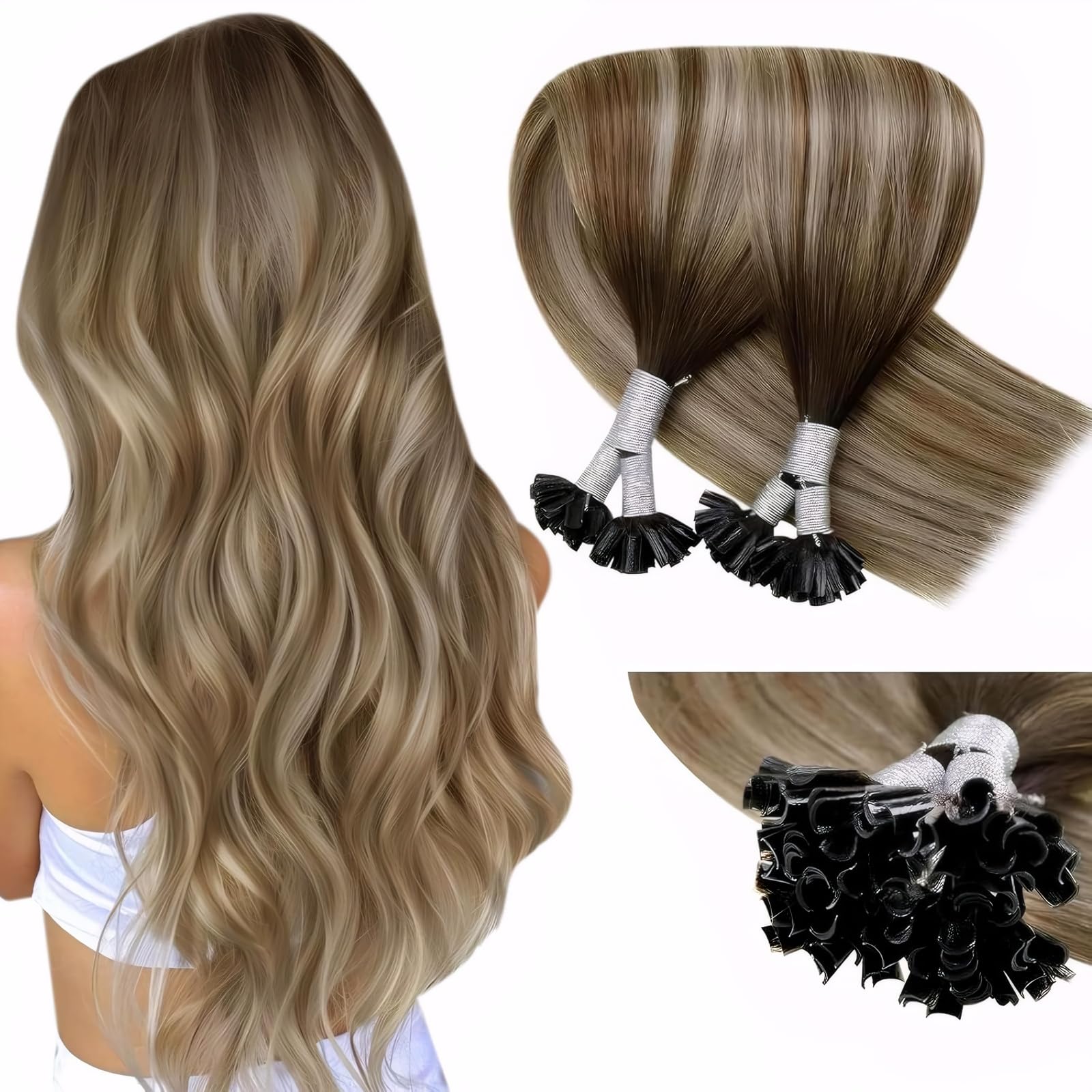 LaaVoo Pre-Bonded Extensions Echthaar Haar Extensions