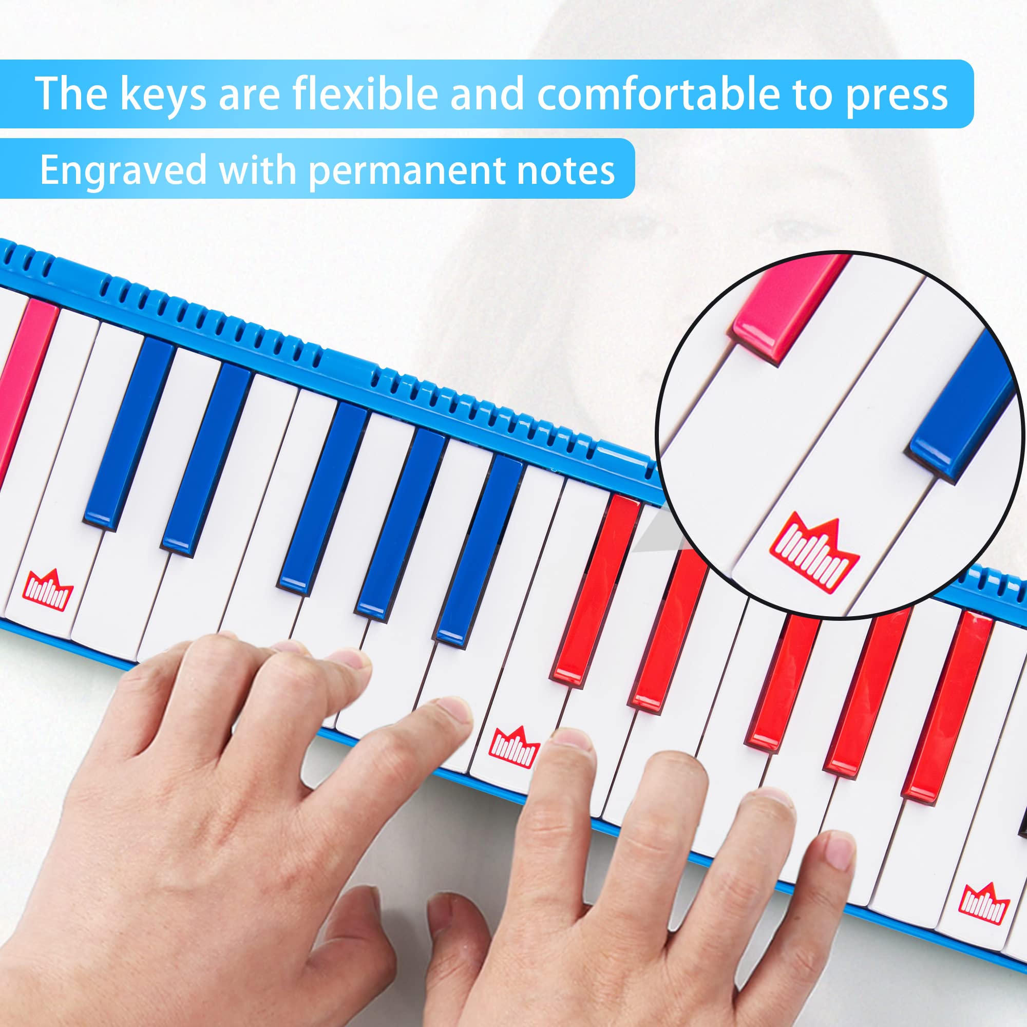 East Top Melodica avec 37 touches, mélodica à bouche professionnel instrument mélodique à clavier pour adultes, étudiants et enfants, en cadeau