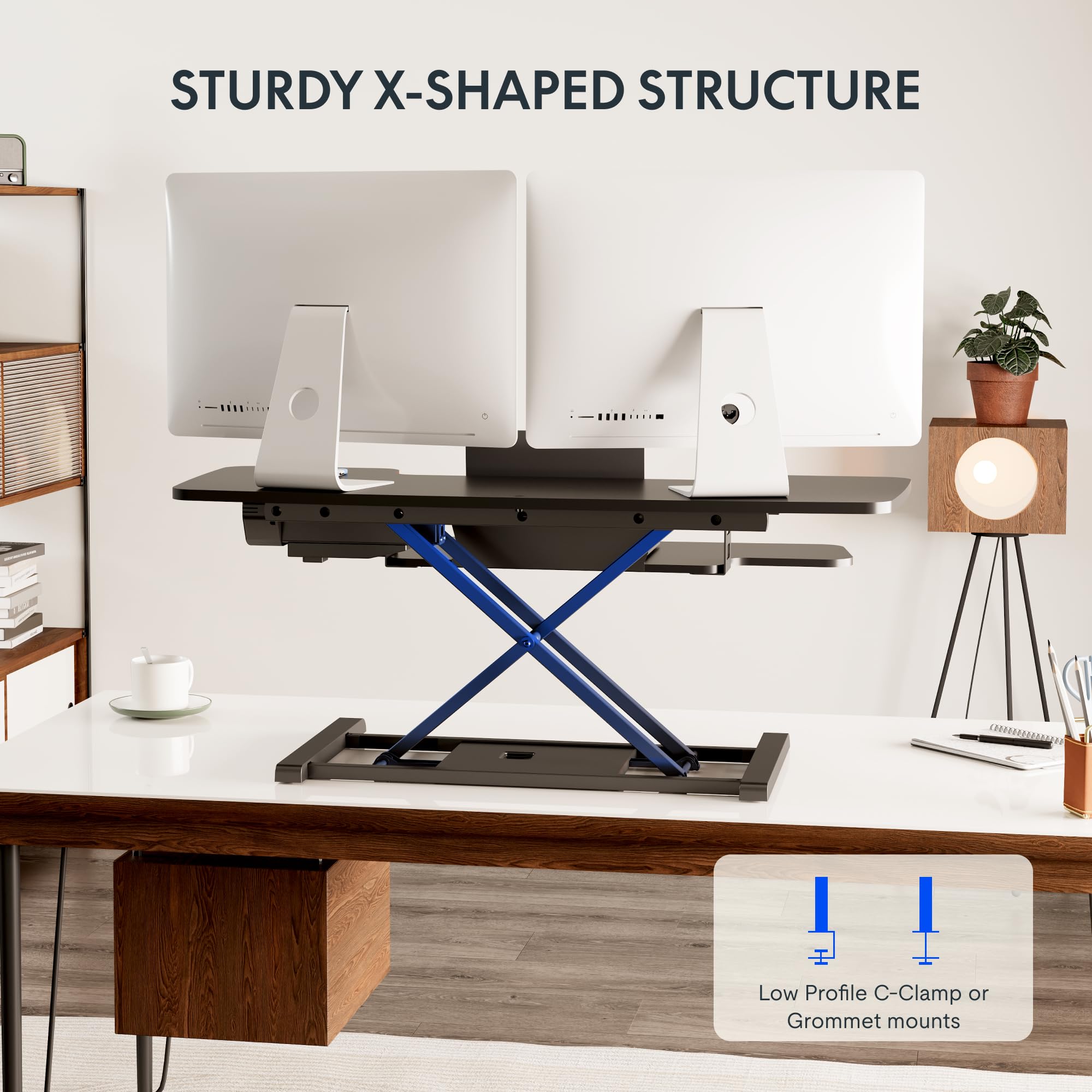 FLEXISPOT 42 inch Electric Motor Desk Converter Height Adjustable Motorized Stand up Desk Riser with Quick Release Keyboard — view 7