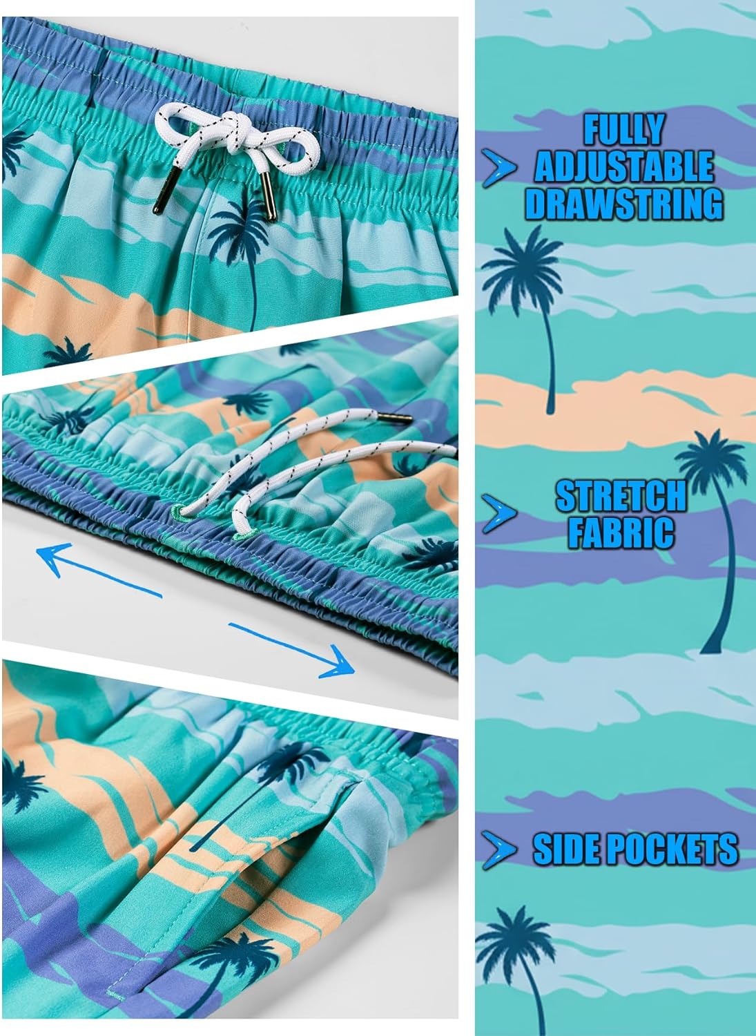 BRISIRA Boys Swim Trunks with Compression Liner 5-16 Years Youth Bathing Suit Quick Dry Swim Shorts Anti-Chafe Pocket - Image 4