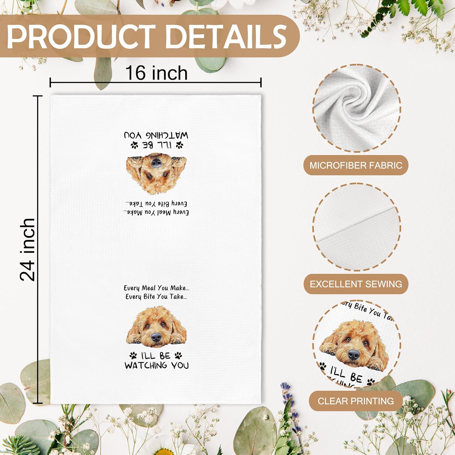 Funny Goldendoodle Every Meal You Make Every Bite You Take Kitchen Towels, Goldendoodle Golden Doodle Gifts for Owners Women, Golden Doodle Decor Dish Hand Tea Towels for Bathroom, 16x24 Inch - Image 7