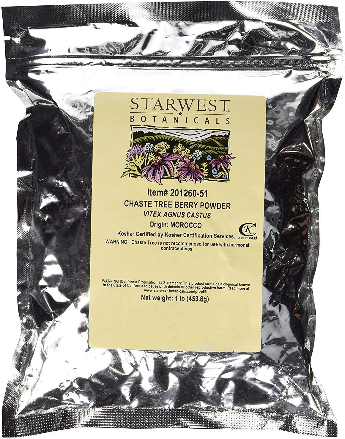 Chaste Tree Berry Powder Wildcrafted 1 Lb (453 G) Starwest Botanicals